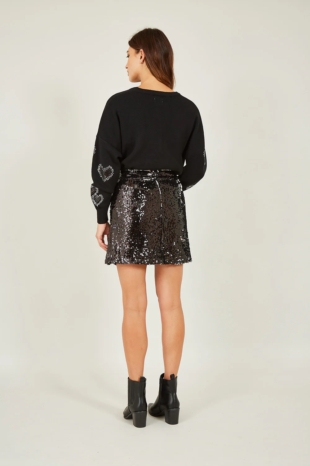 Mela Black Sequin Mini Skirt - Image 3