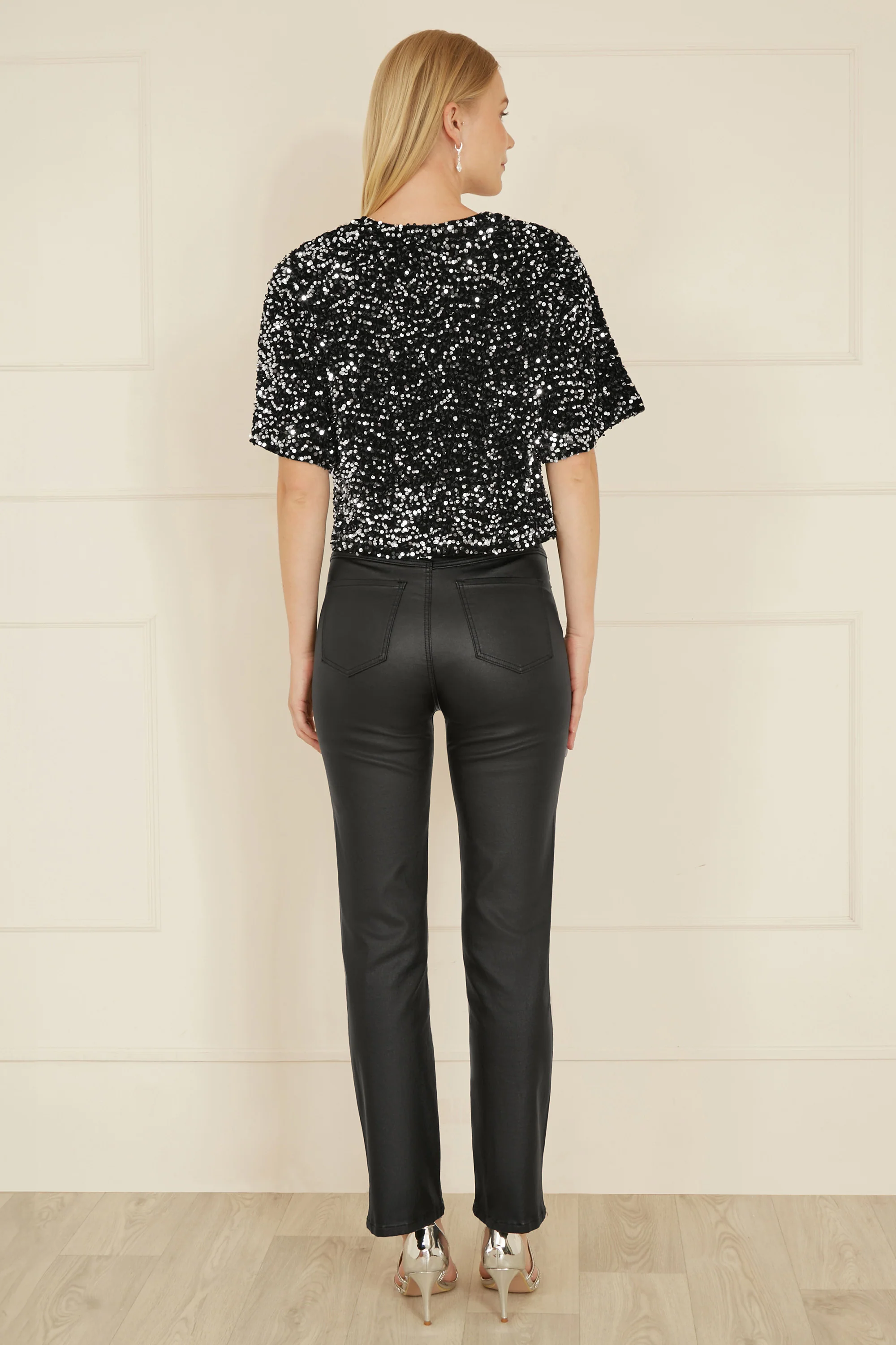 Mela Black Sequin Relaxed Fit Top - Image 4