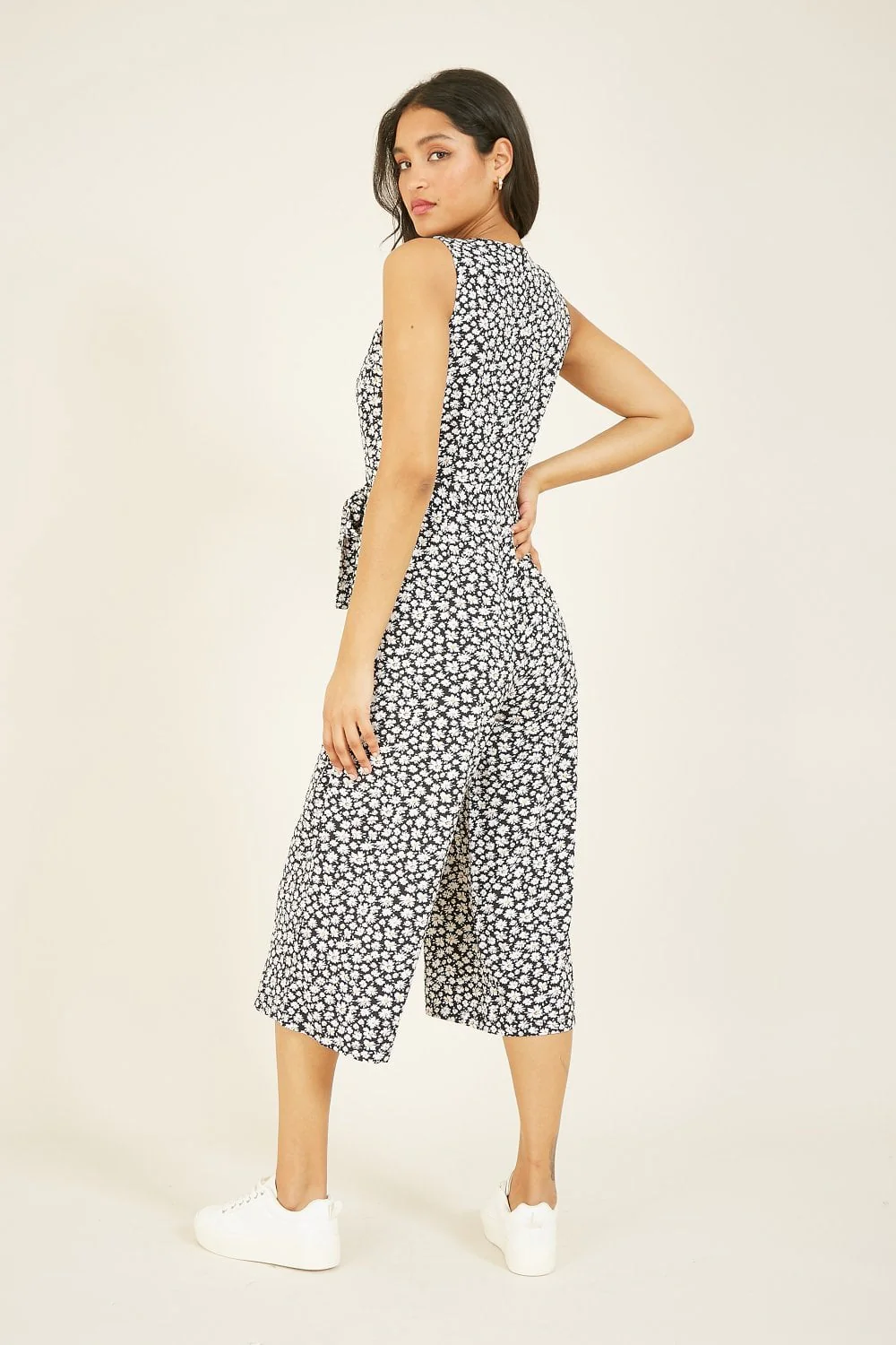 Mela Navy Ditsy Daisy Sleeveless Culotte Jumpsuit - Image 4
