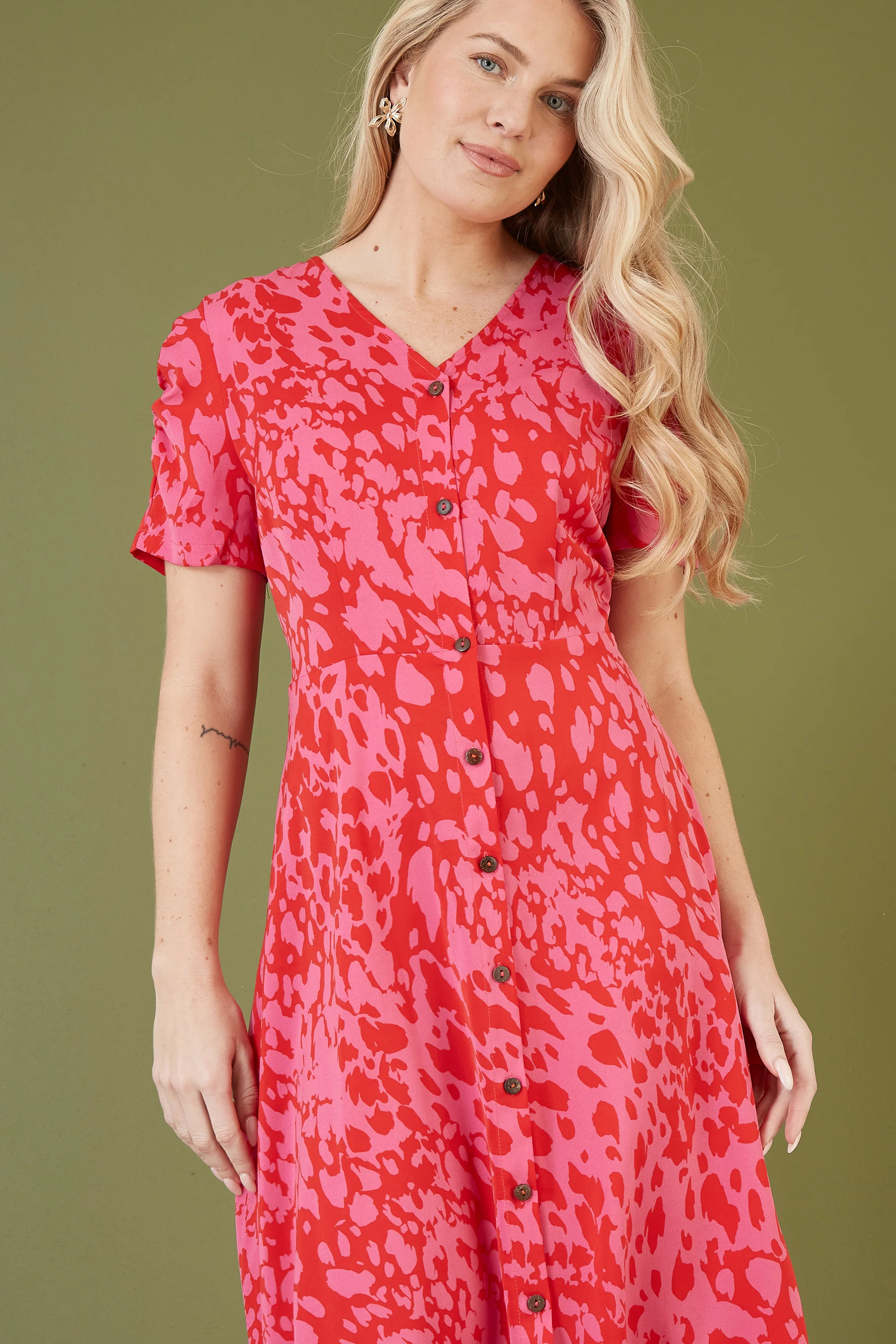 Mela Pink Animal Print Shirt Dress