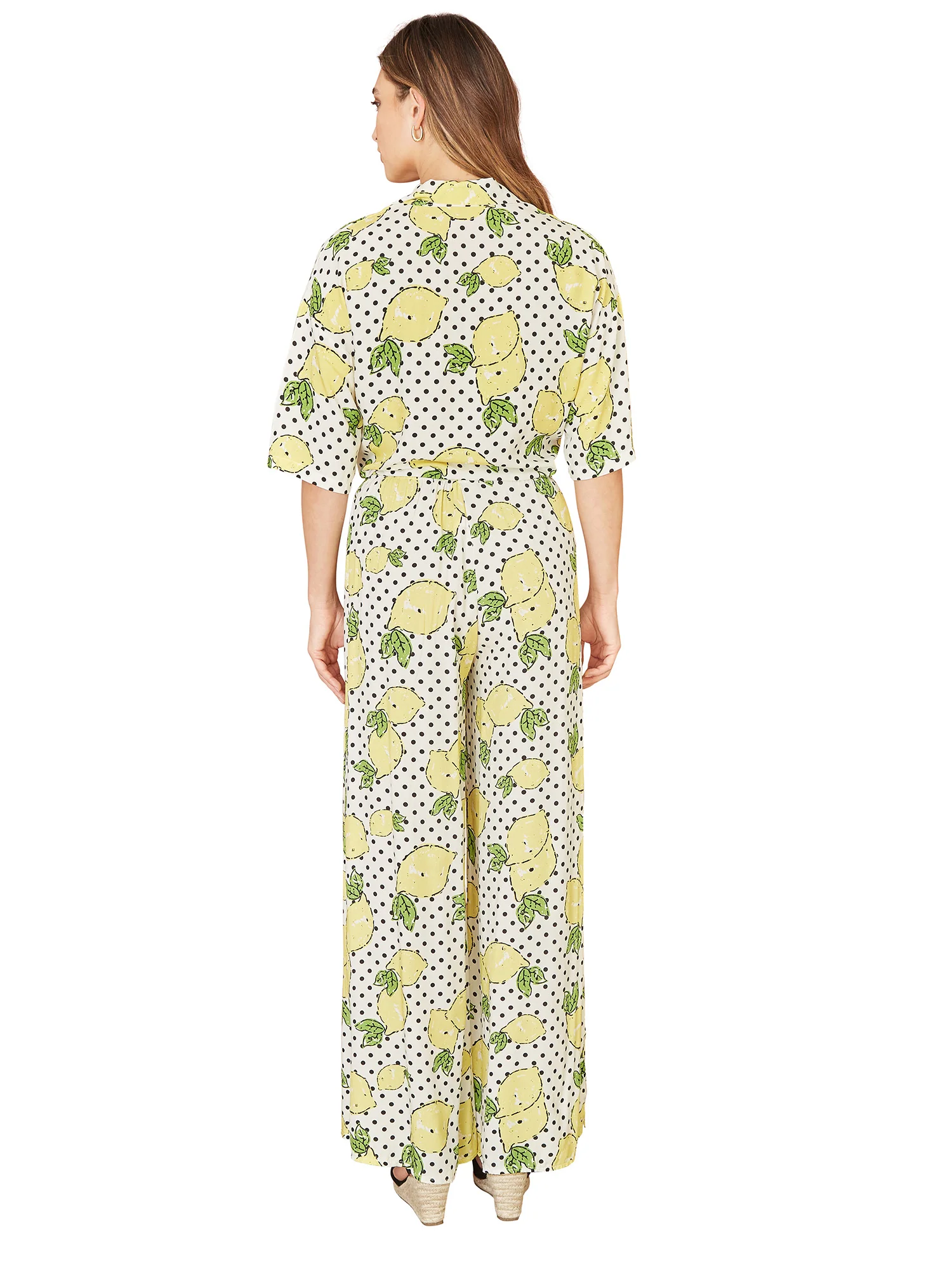 Mela White Viscose Lemon Print Tie Shirt - Image 3