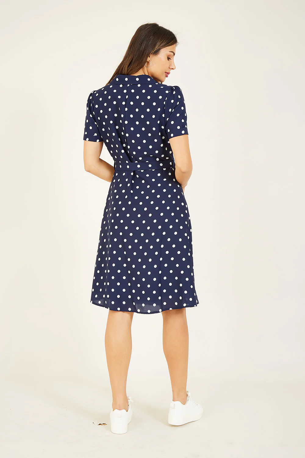 Navy Spot Retro Shirt Dress - Image 4