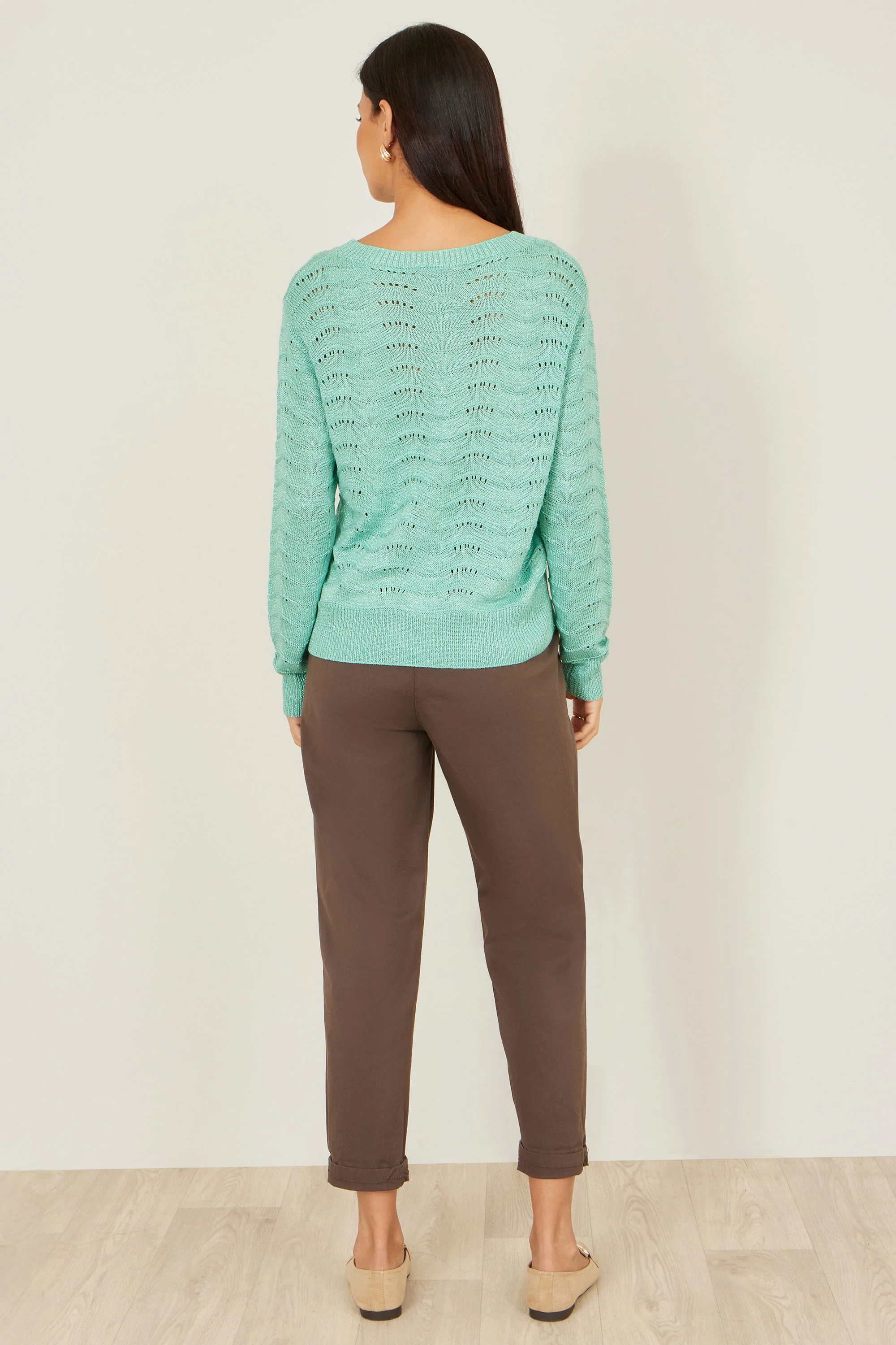 Yumi Aqua Wave Metallic Thread Relaxed Jumper - Image 3
