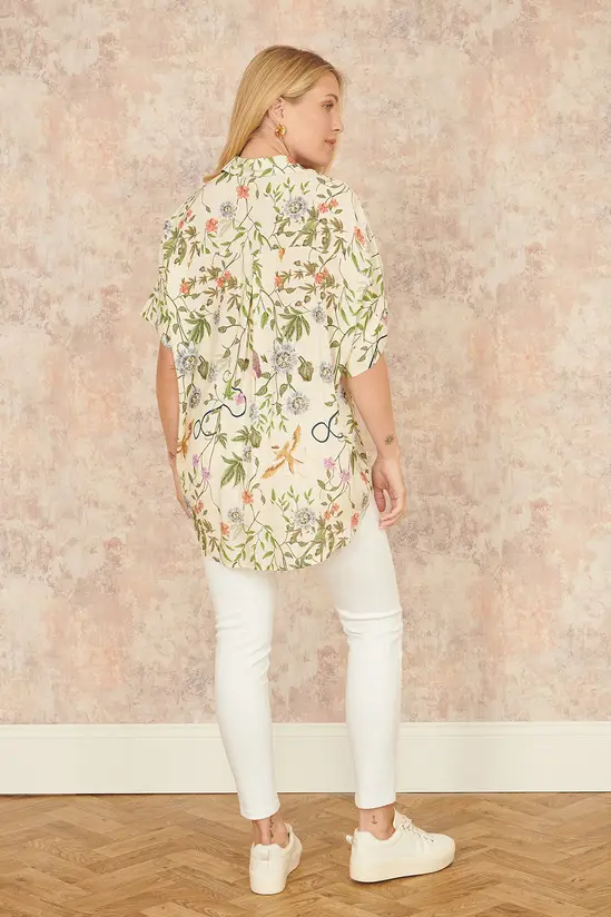 Yumi Beige Relaxed Fit Shirt With Botanical Print - Image 3