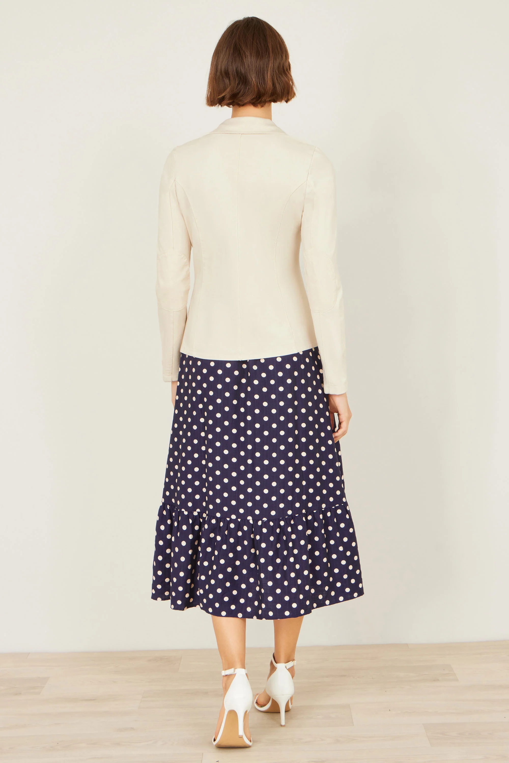 Yumi Beige Stretch Cotton Blazer - Image 5