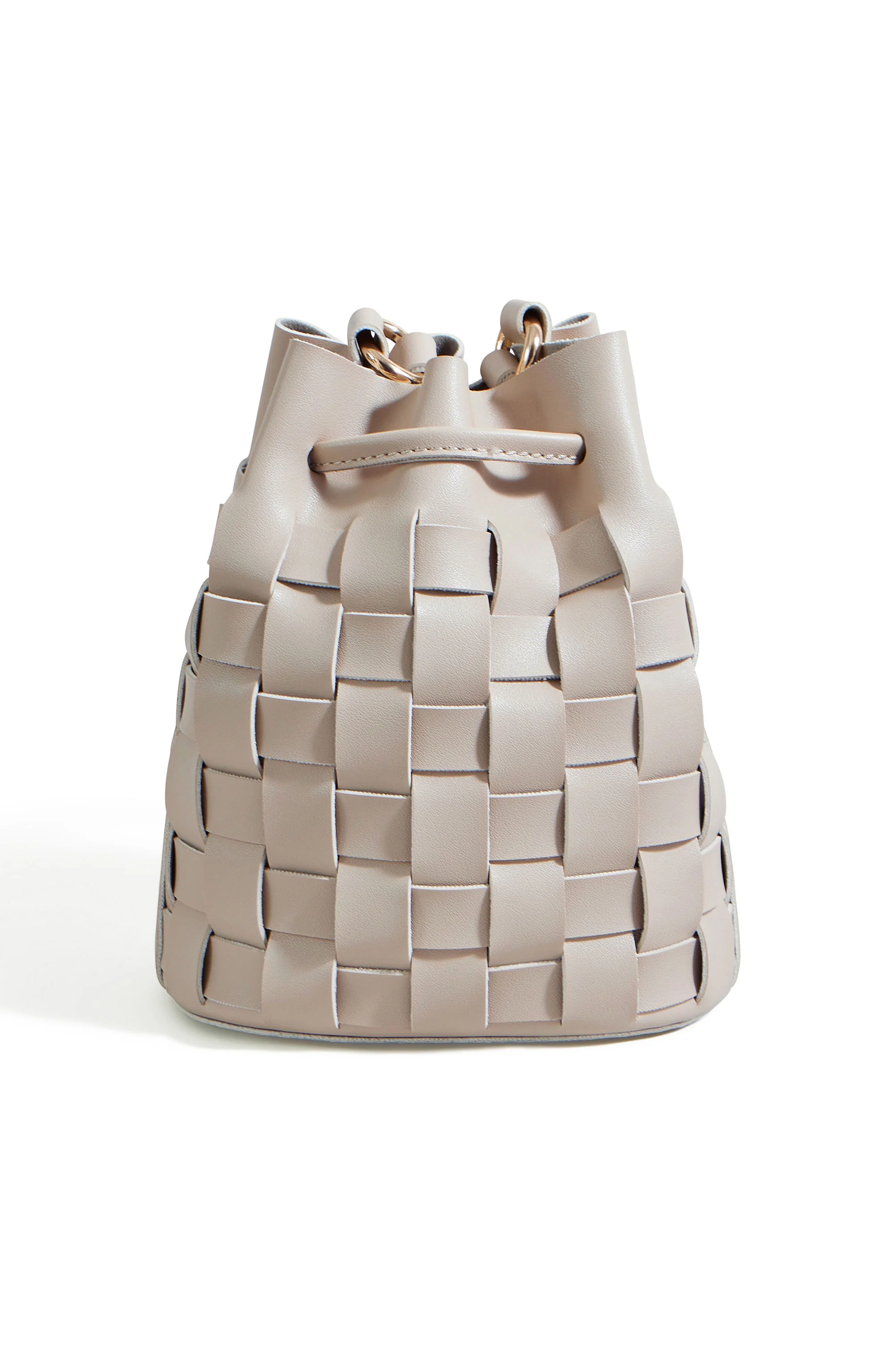 Yumi Beige Woven Bucket Shoulder Bag - Image 6