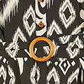 Yumi Black Abstract Geo Print Relaxed Midi Shirt Dress With Belt - Image 6