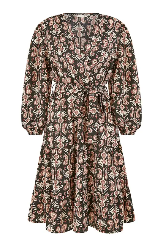 Yumi Black Ikat Long Sleeve Skater Dress - Image 6