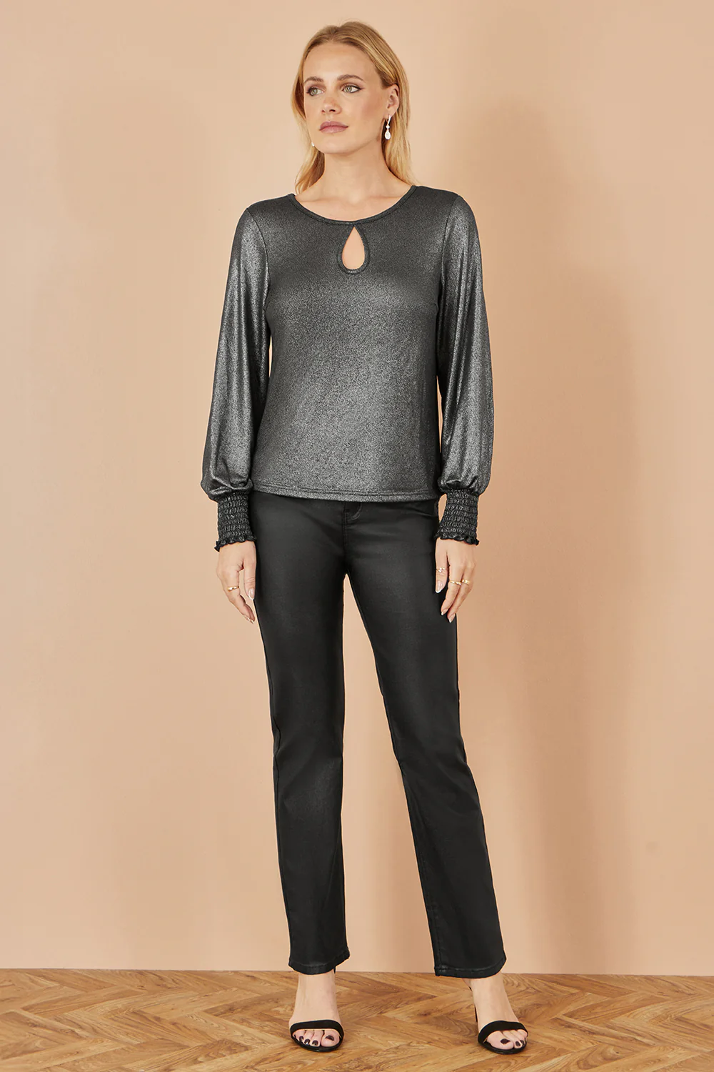 Yumi Black Metallic Bow Back Top - Image 3