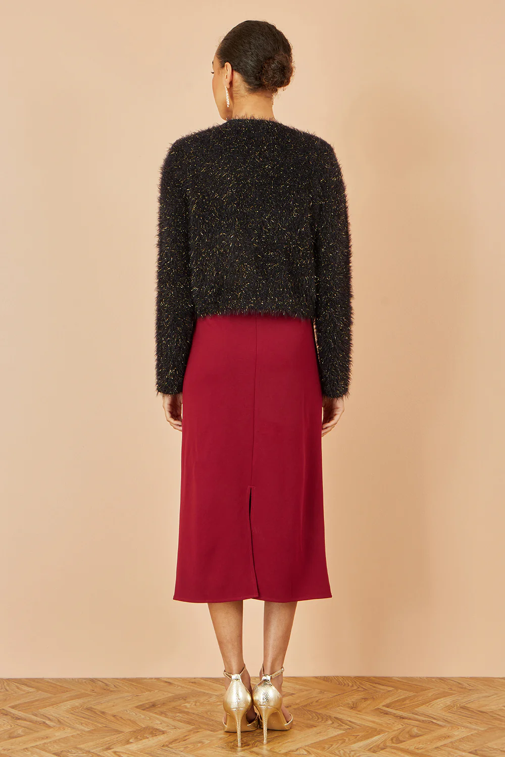 Yumi Black Metallic Fluffy Eyelash Bolero - Image 3