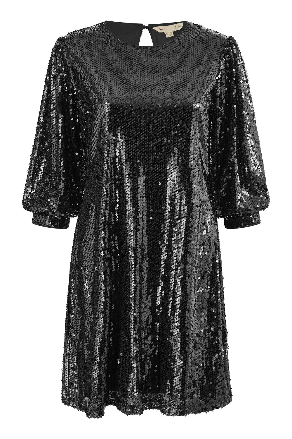 Yumi Black Sequin Tunic Dress With Balloon Sleeves - Image 4