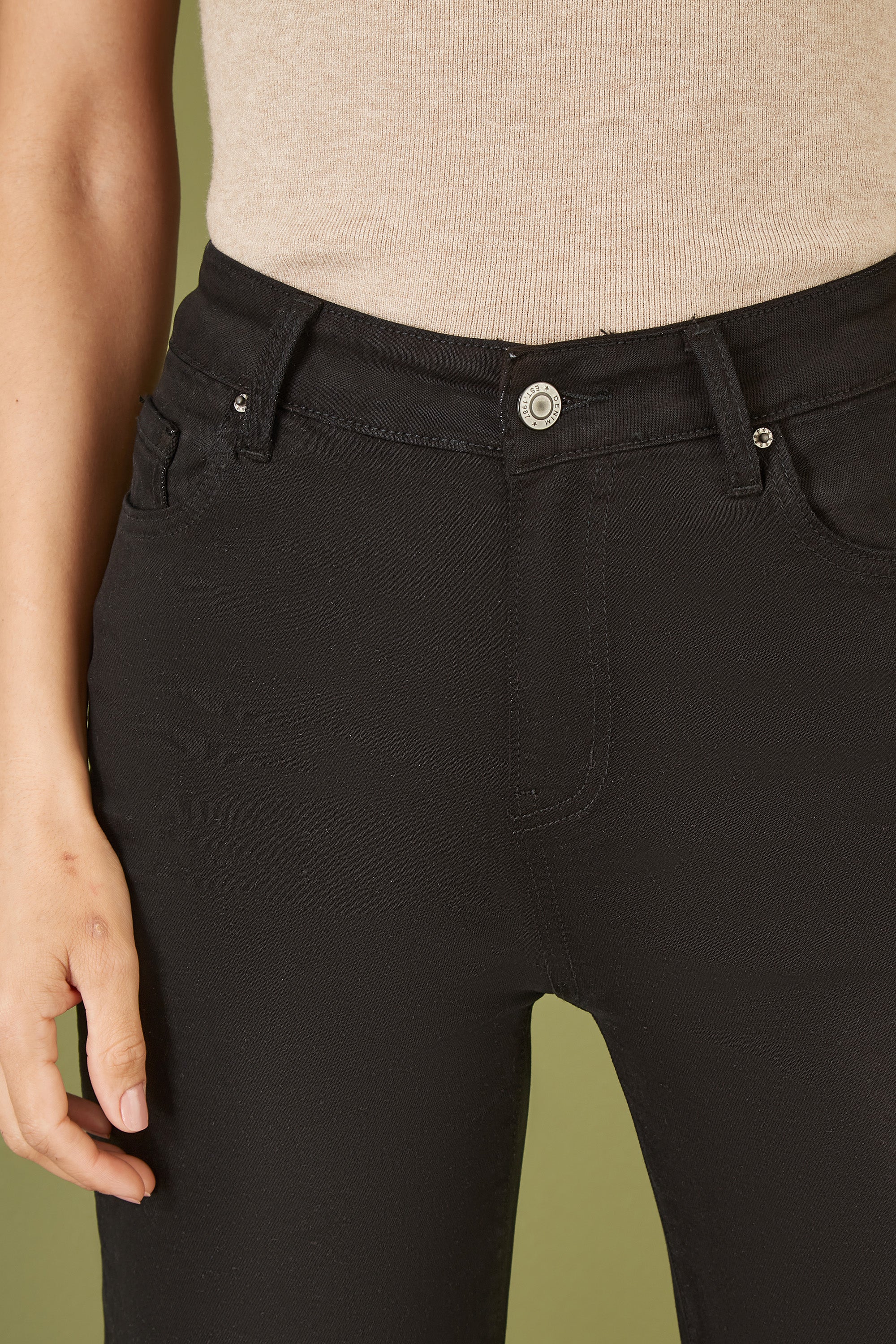 Yumi Black Stretch Canvas Wide Leg High Waist Jeans - Image 4