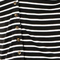 Yumi Black Striped Cotton Jersey Lettuce Trim T-Shirt - Image 6