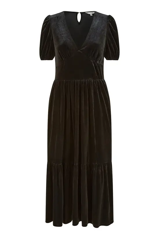 Yumi Black Velvet Midi Dress - Image 5