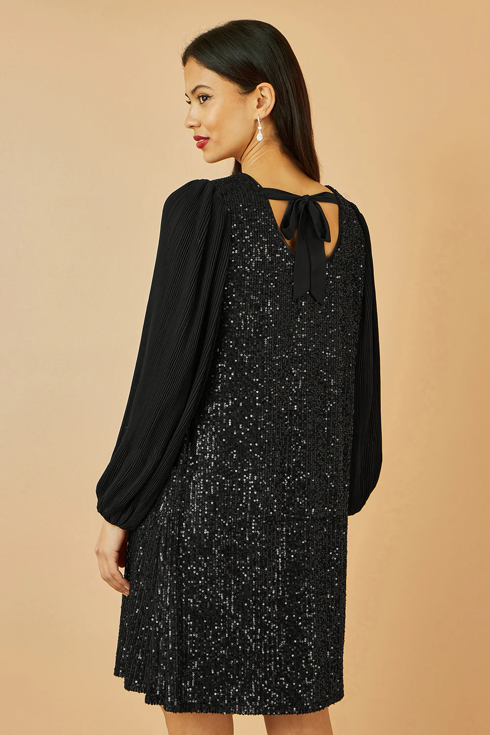 Yumi Black Velvet Sequin Tunic With Long Pleated Sleeves - Image 5