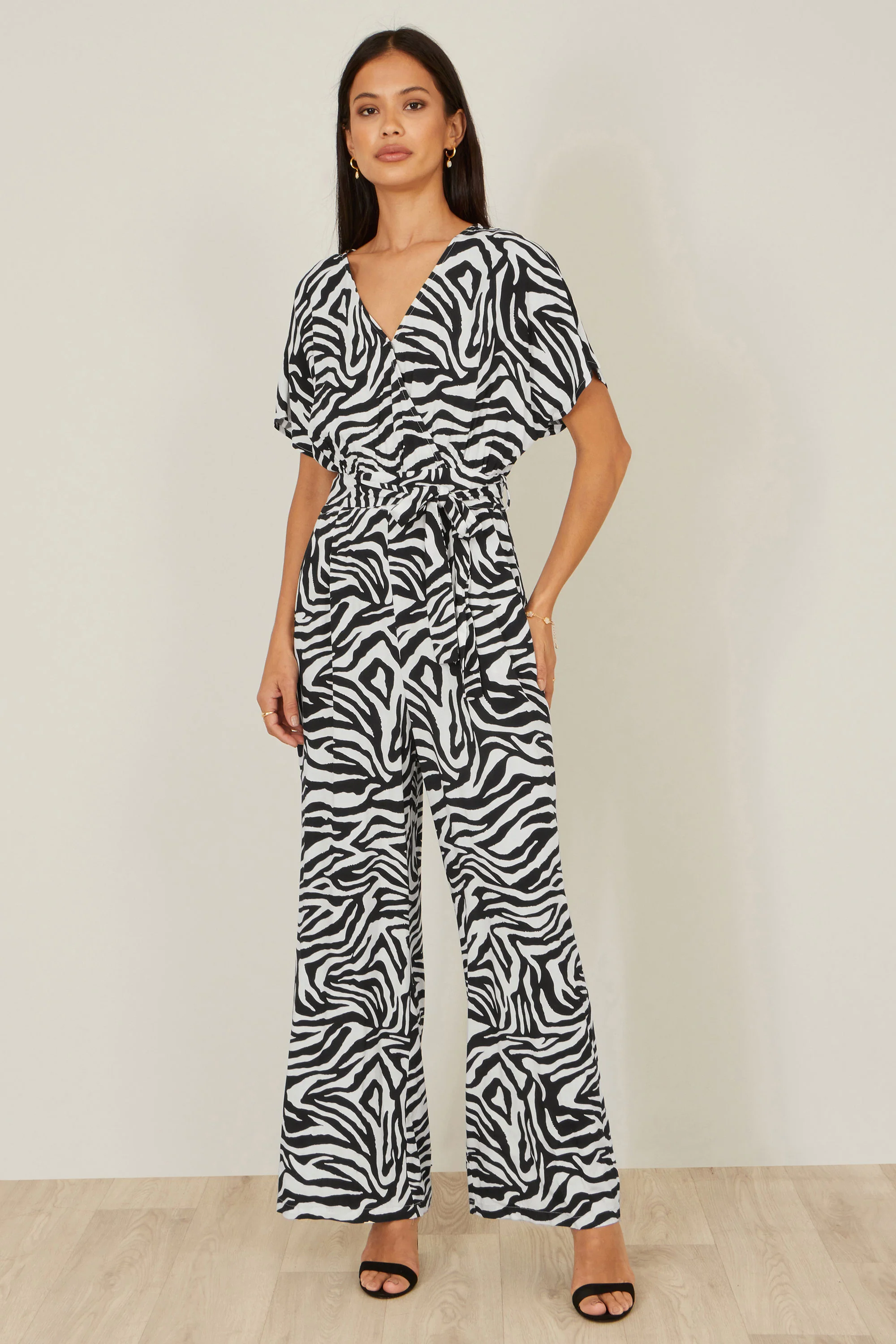 Yumi Black Zebra Print Relaxed Jumpsuit