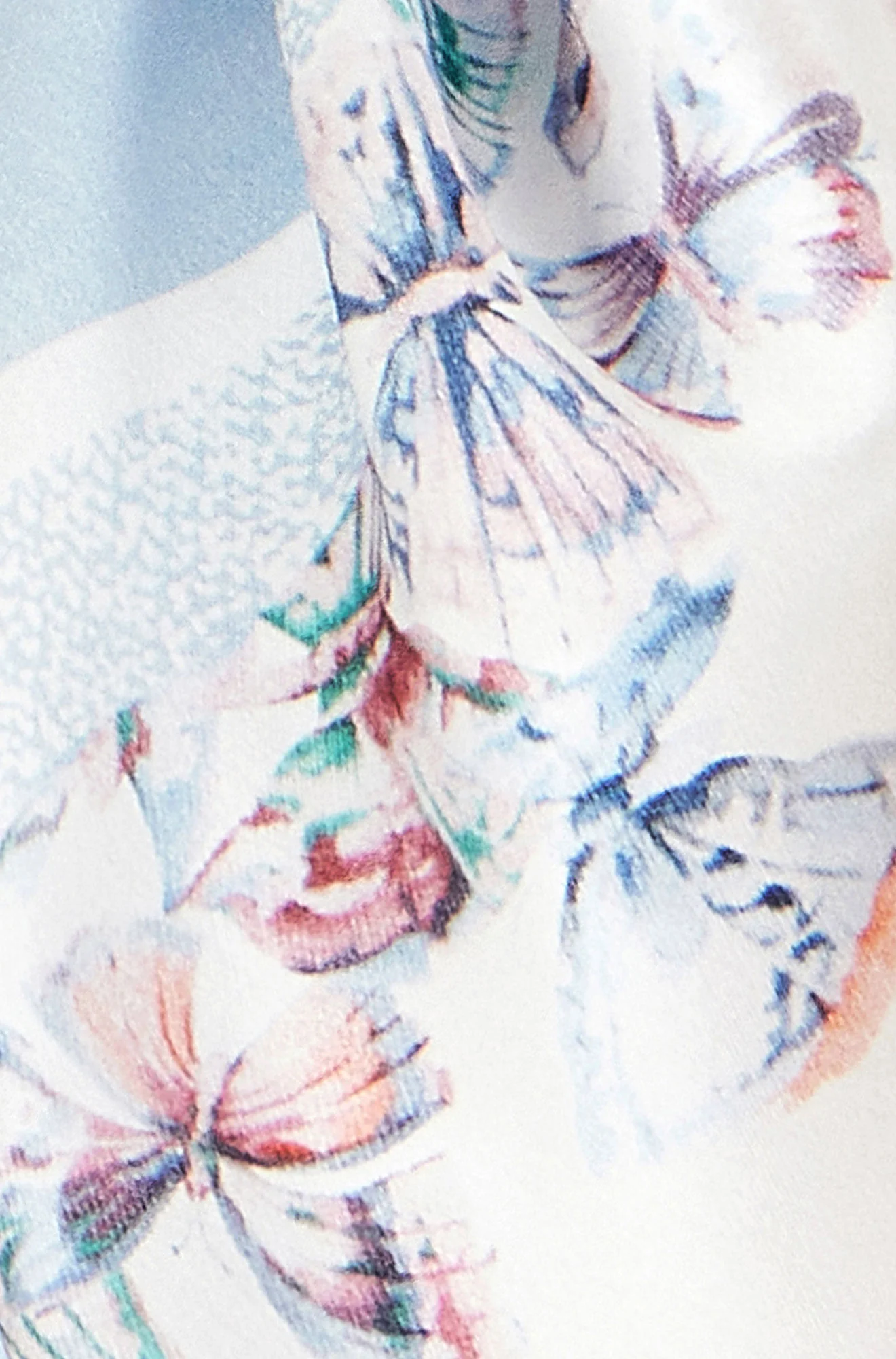 Yumi Blue 100% Silk Butterfly Placement Silk Scarf - Image 3