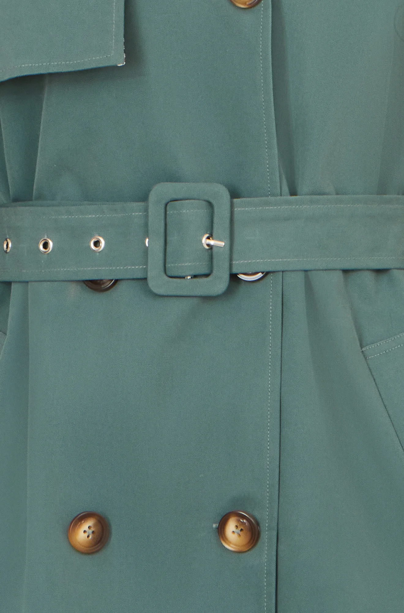 Yumi Blue Belted Trench Coat With Check Lining - Image 6