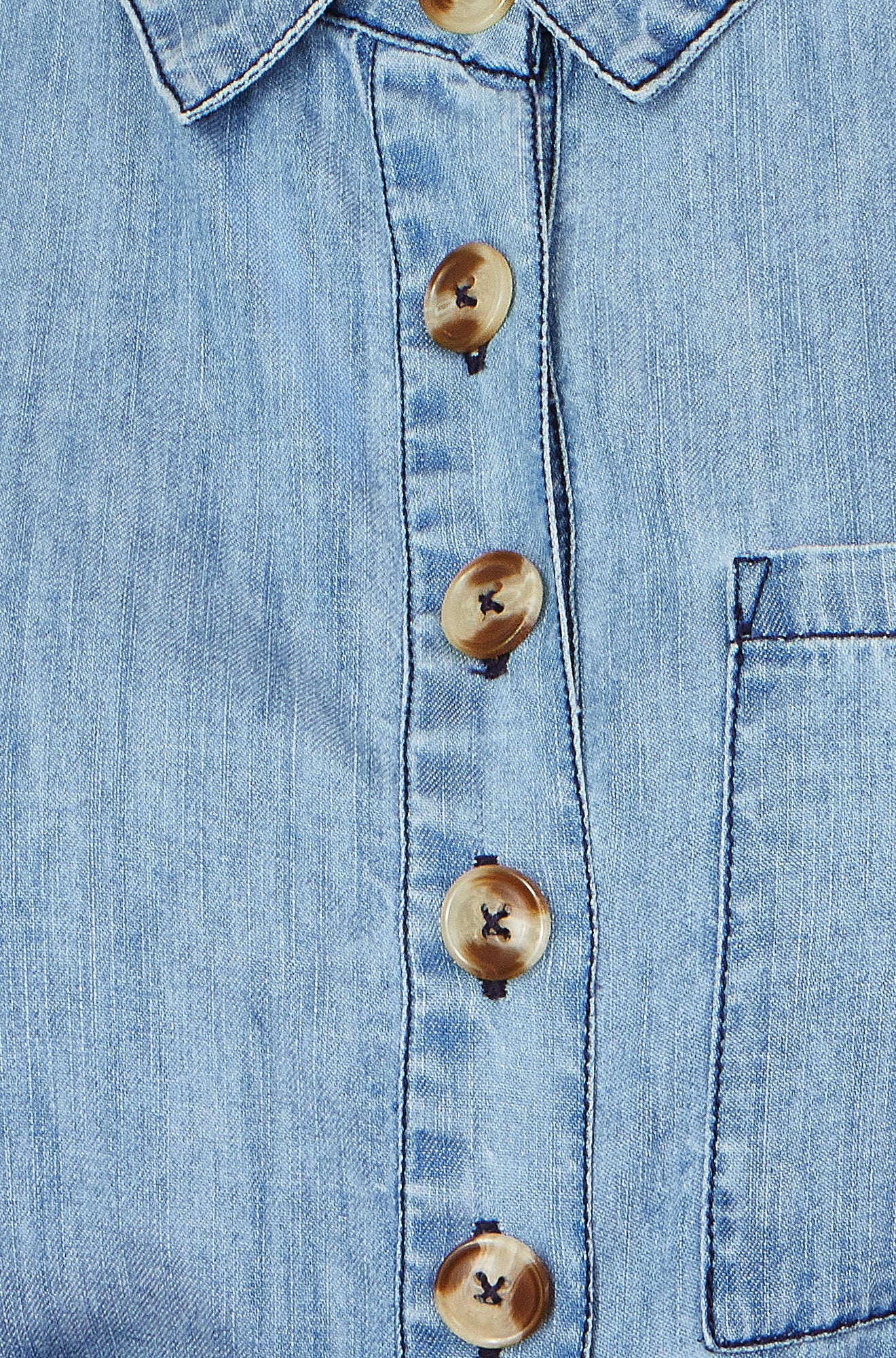 Yumi Blue Chambray Light Denim Button Jumpsuit - Image 7