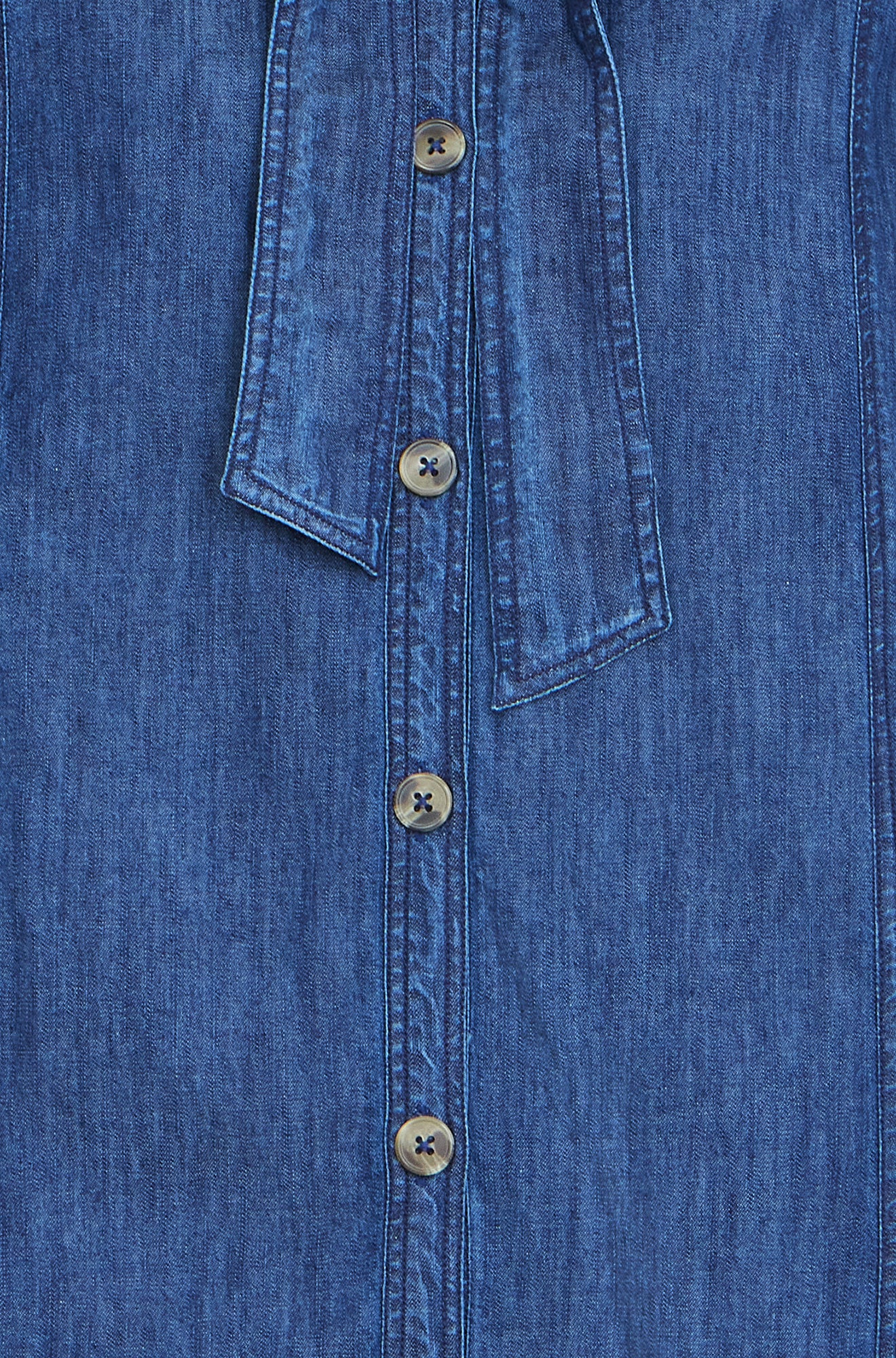 Yumi Blue Chambray Tunic With Pussy Bow Tie - Image 6