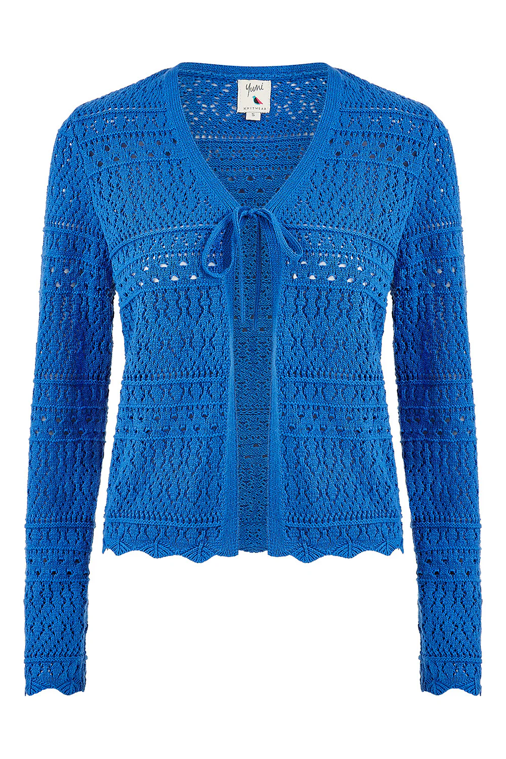 Yumi Blue Crochet Tie Front Cardigan - Image 5
