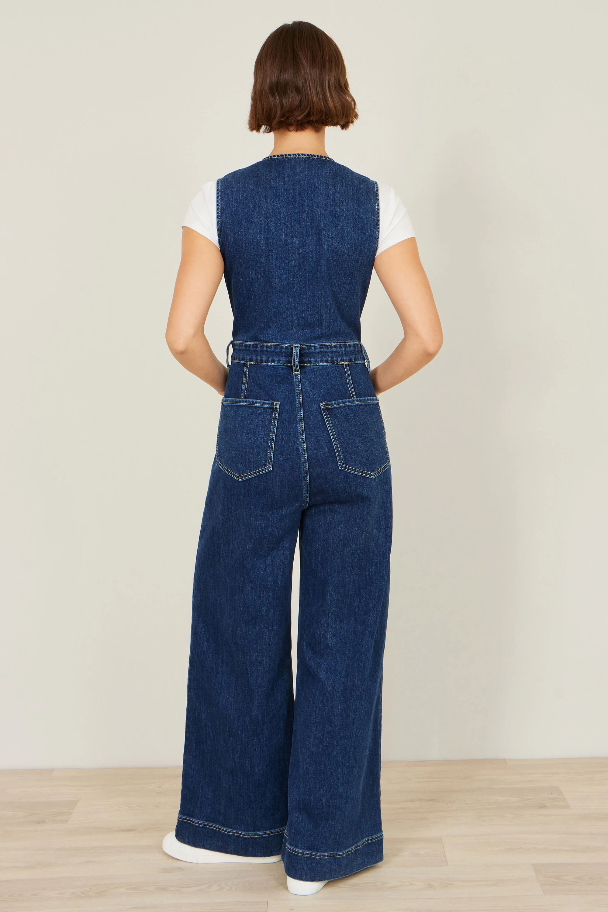Yumi Blue Denim Stretch Fitted Jumpsuit - Image 5