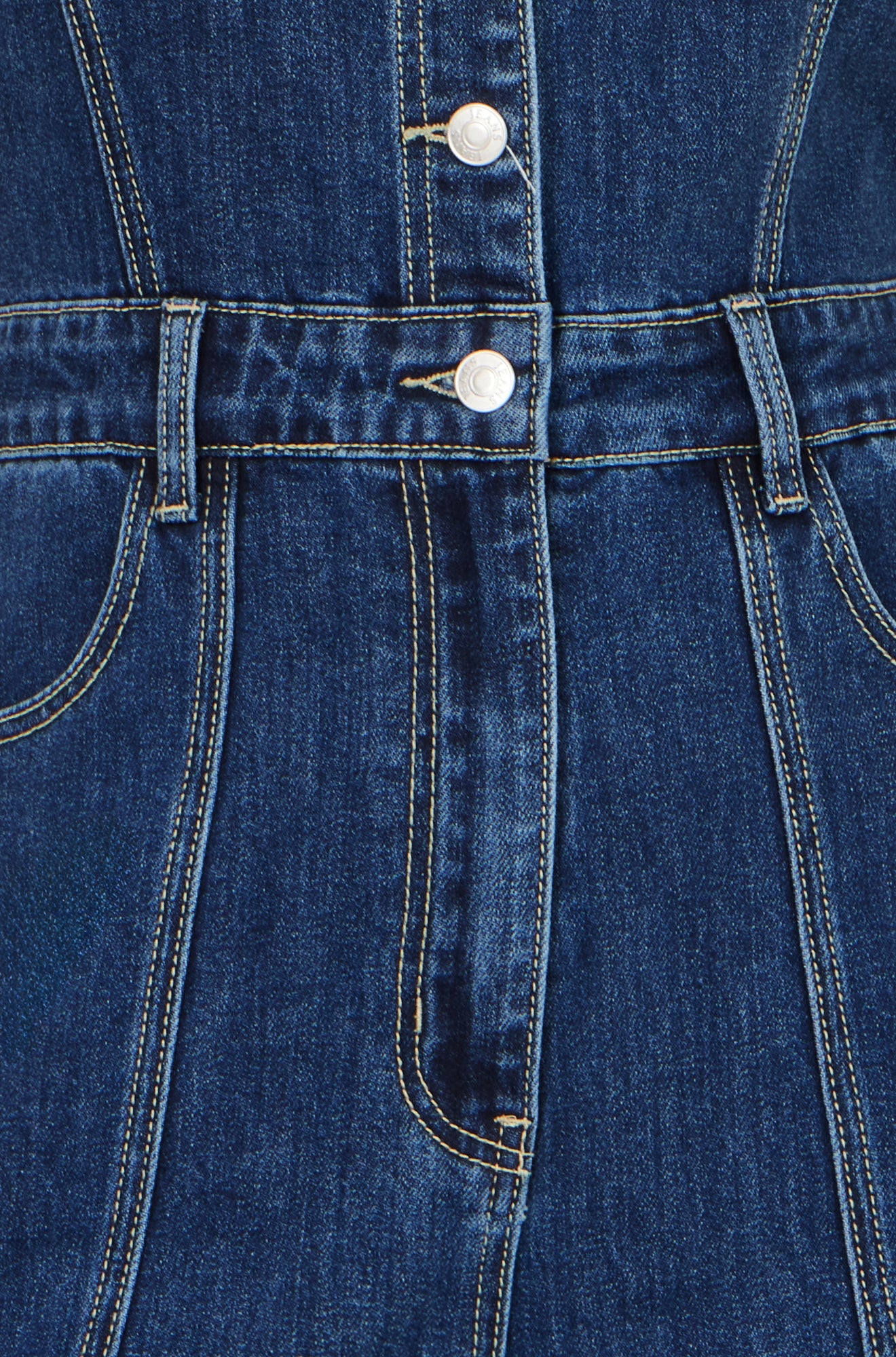 Yumi Blue Denim Stretch Fitted Jumpsuit - Image 8