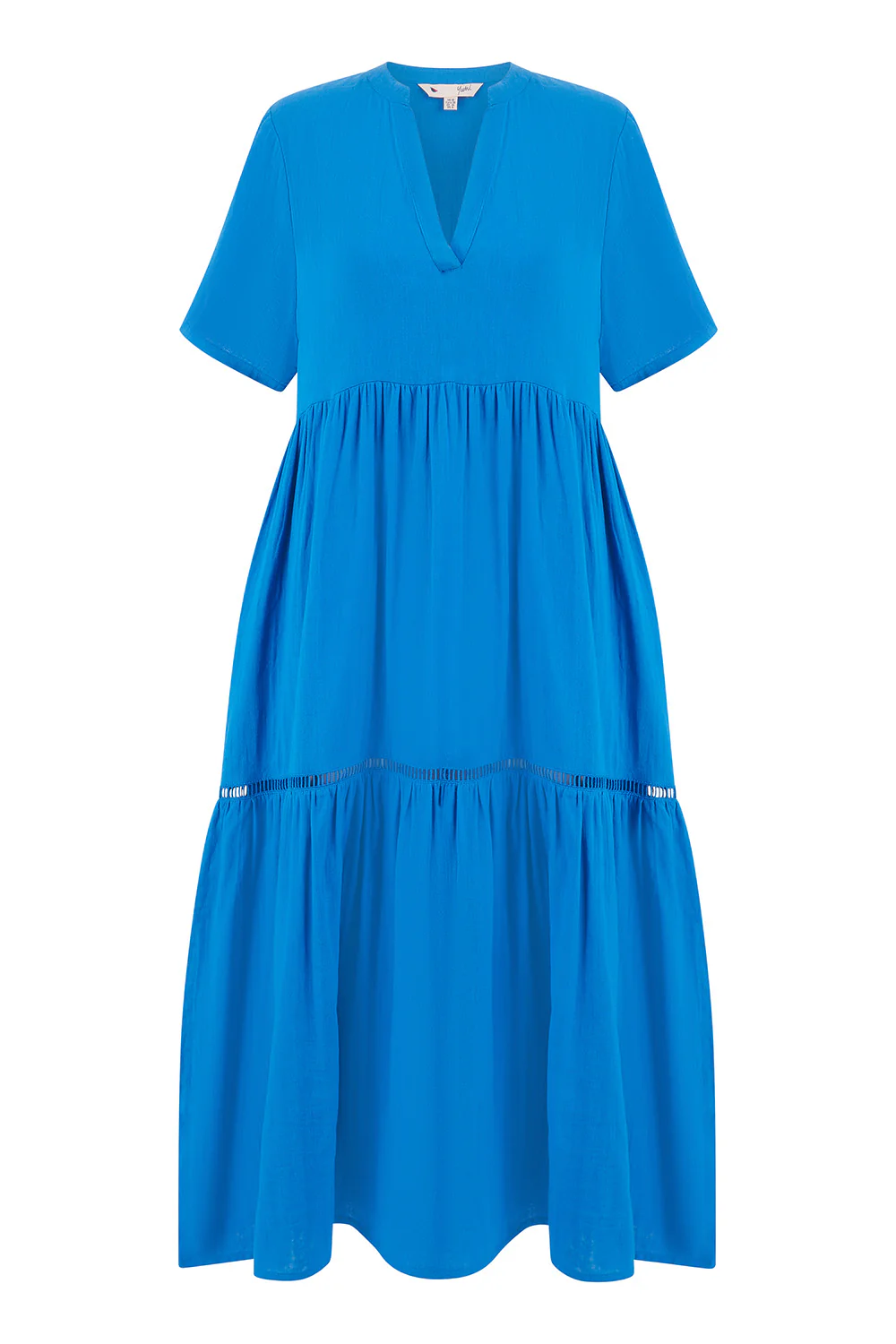 Yumi Blue Double Cotton Long Kaftan - Image 4