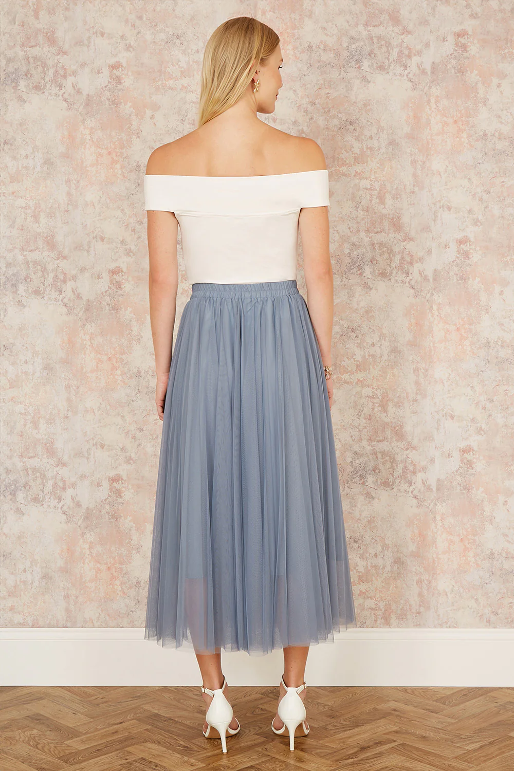 Yumi Blue Mesh Tulle Skirt - Image 3
