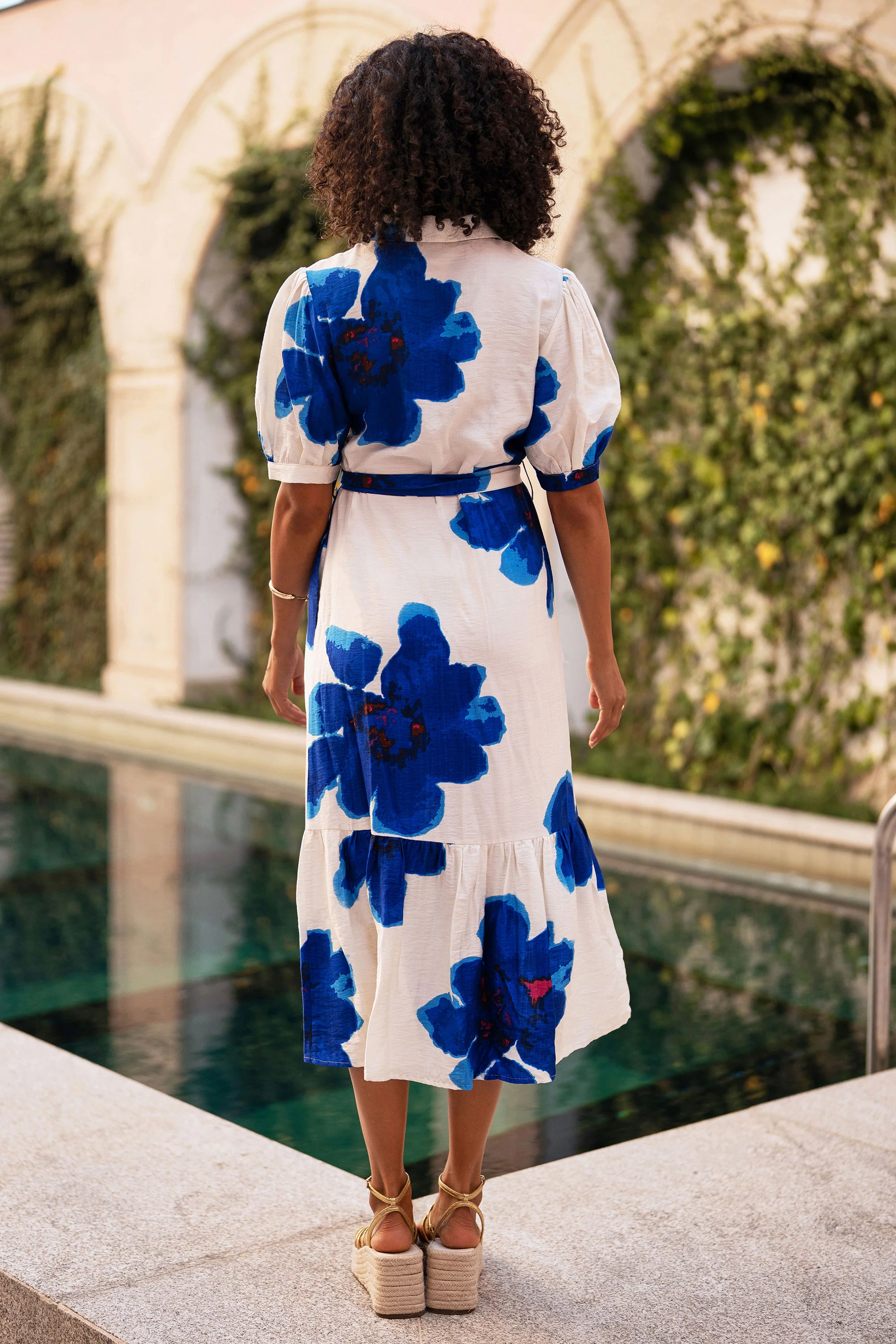 Yumi Blue Scattered Floral Shirt Dress - Image 4