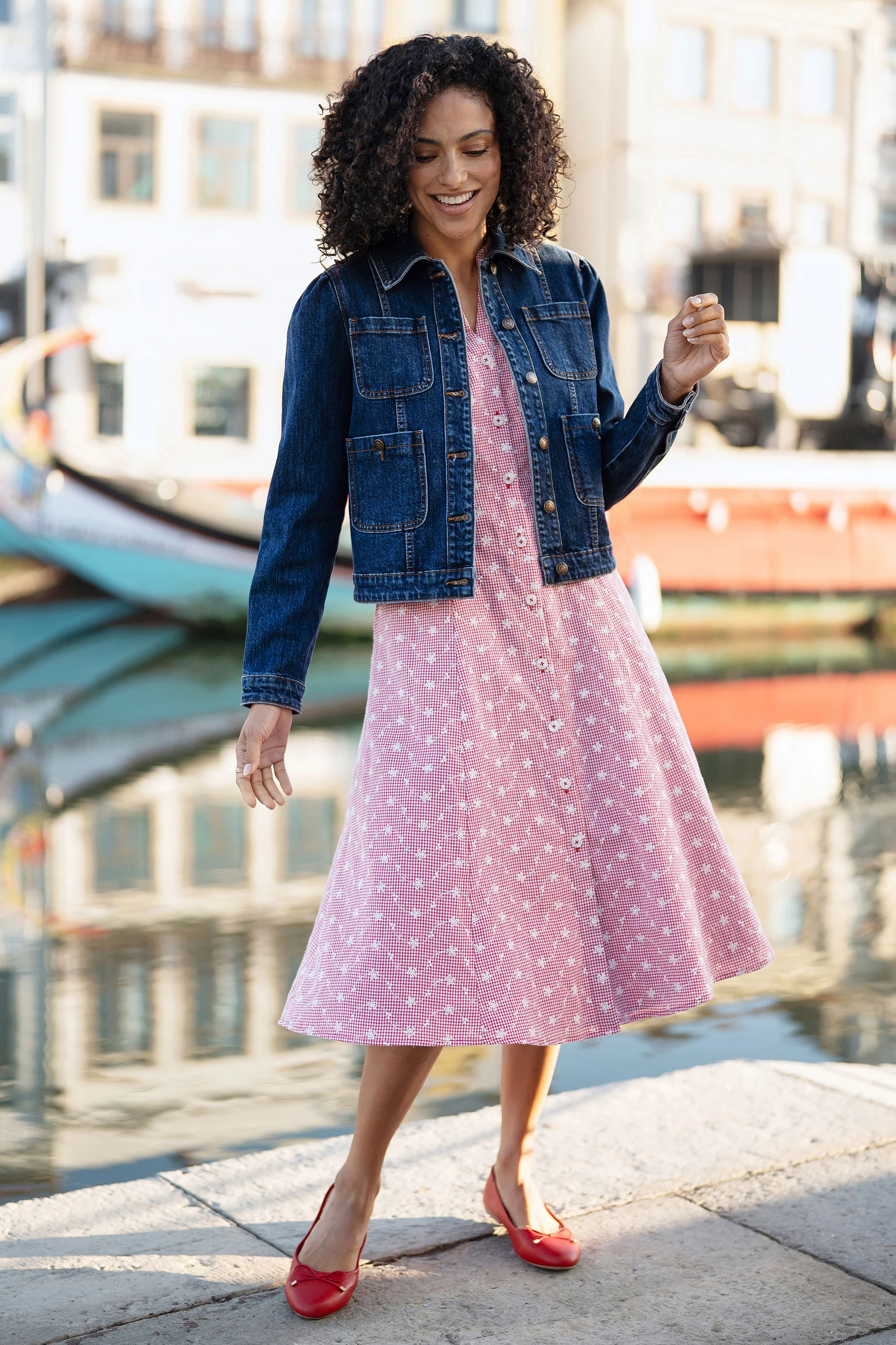 Yumi Blue Stretch Denim Jacket With Pocket Detail - Image 3