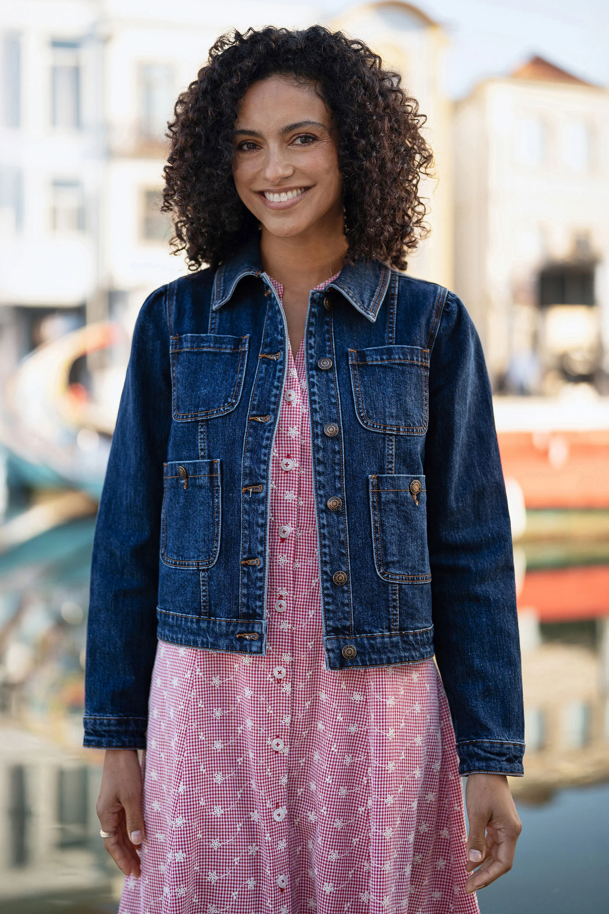 Yumi Blue Stretch Denim Jacket With Pocket Detail - Image 7