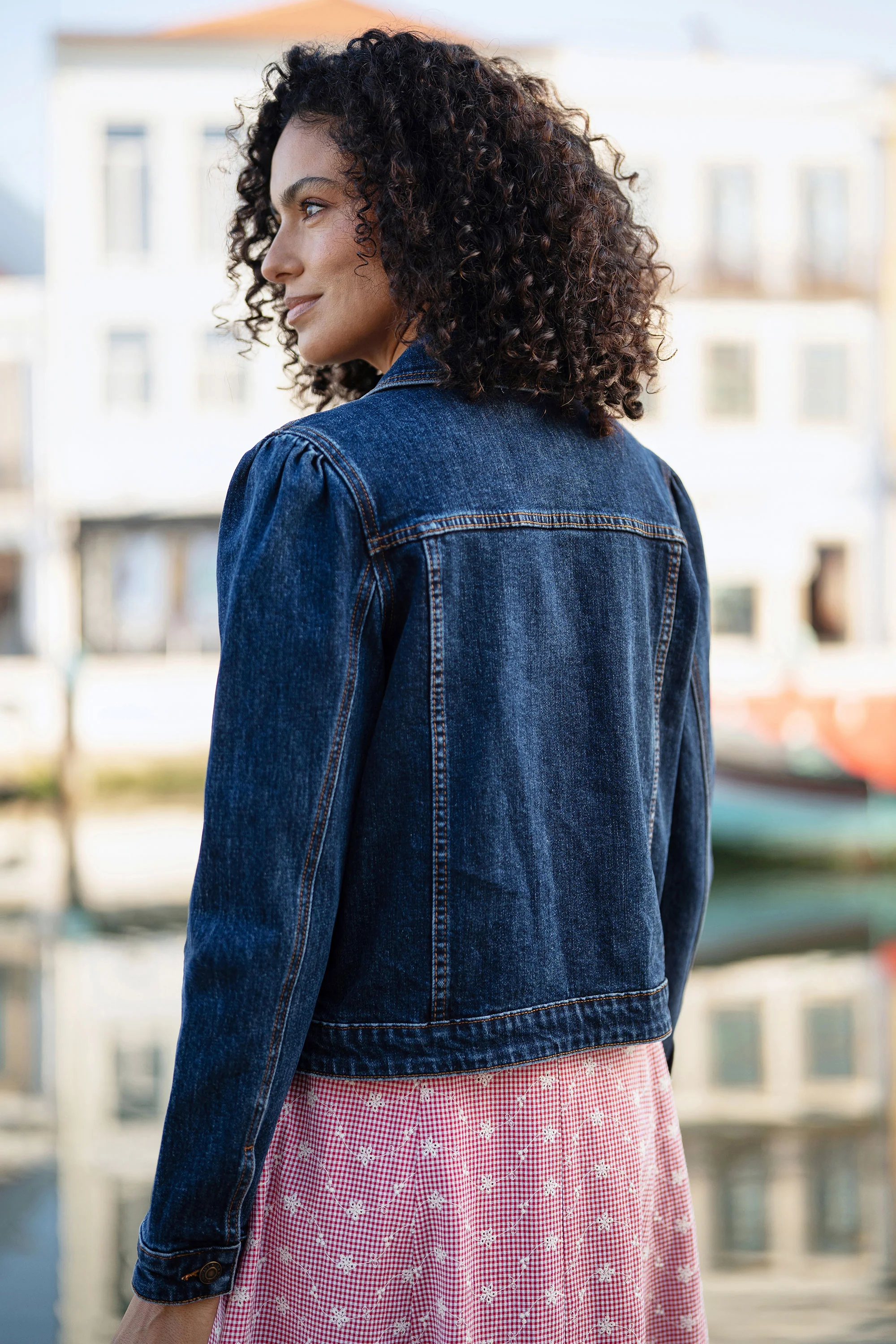 Yumi Blue Stretch Denim Jacket With Pocket Detail - Image 8