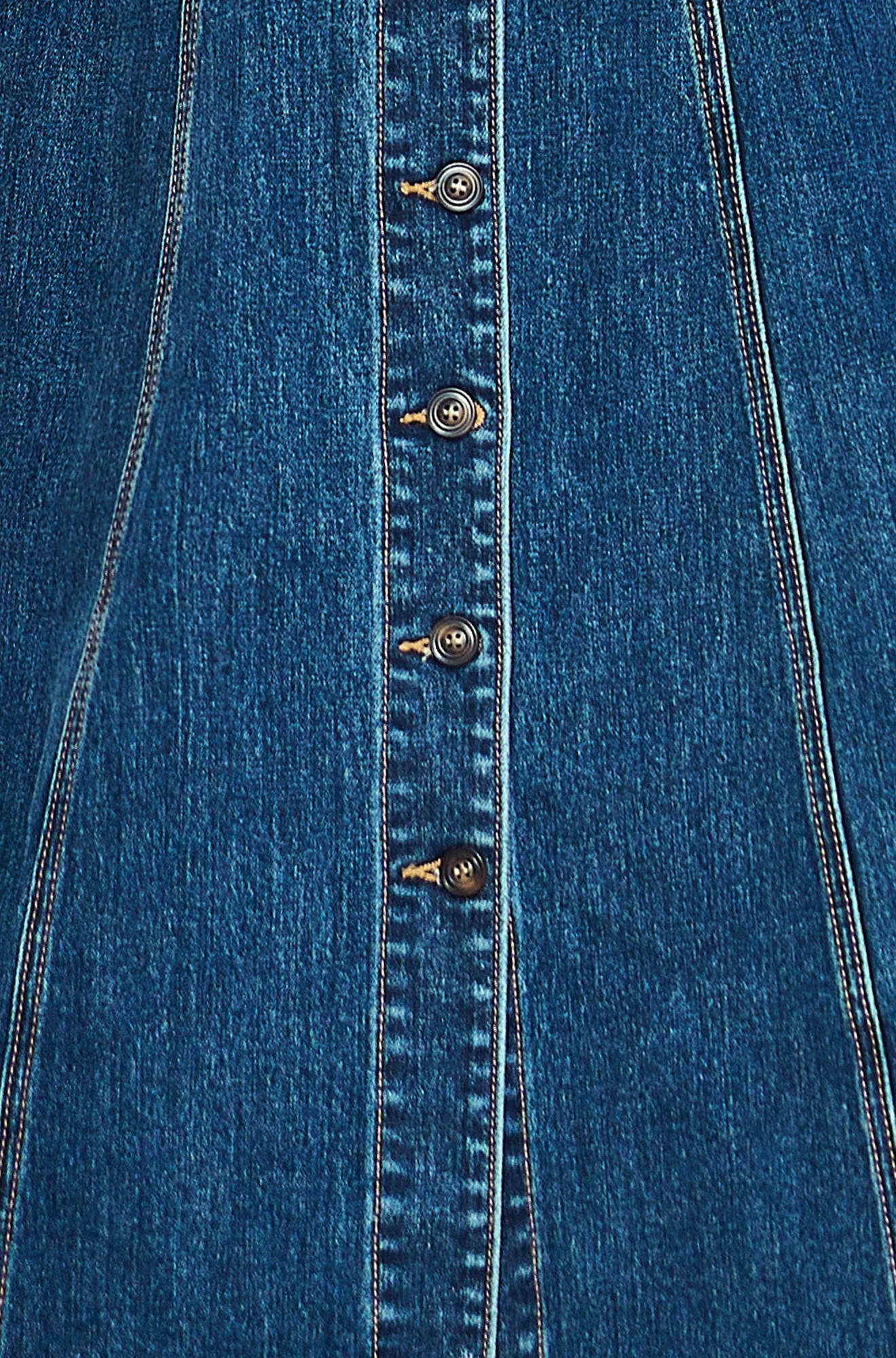 Yumi Blue Stretch Denim Panel Fitted Dress - Image 7