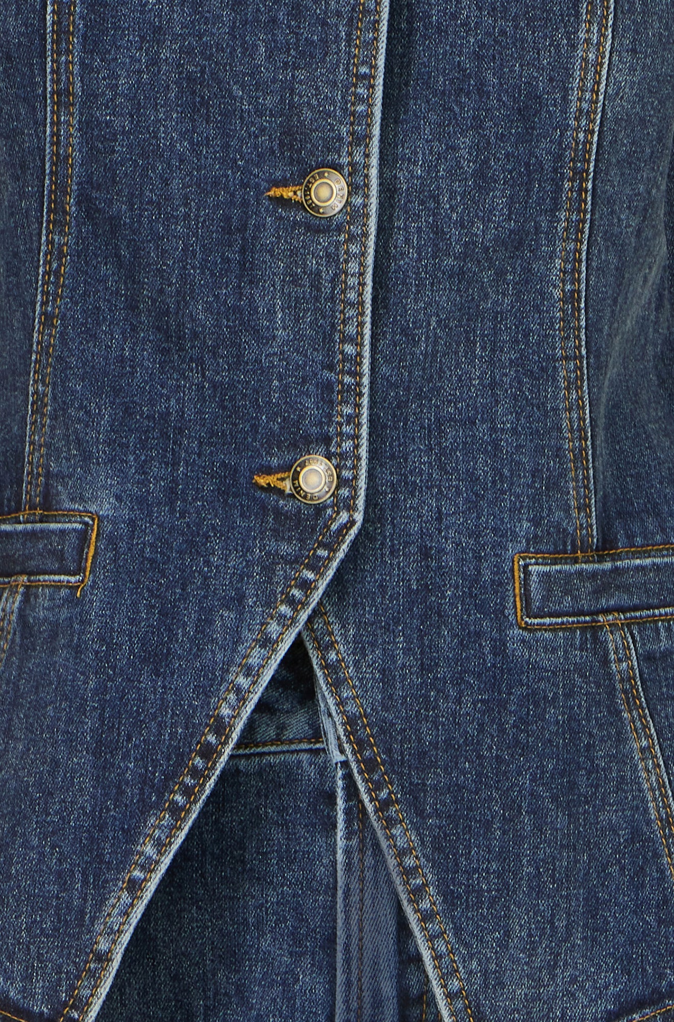 Yumi Blue Stretch Long Denim Waistcoat - Image 6