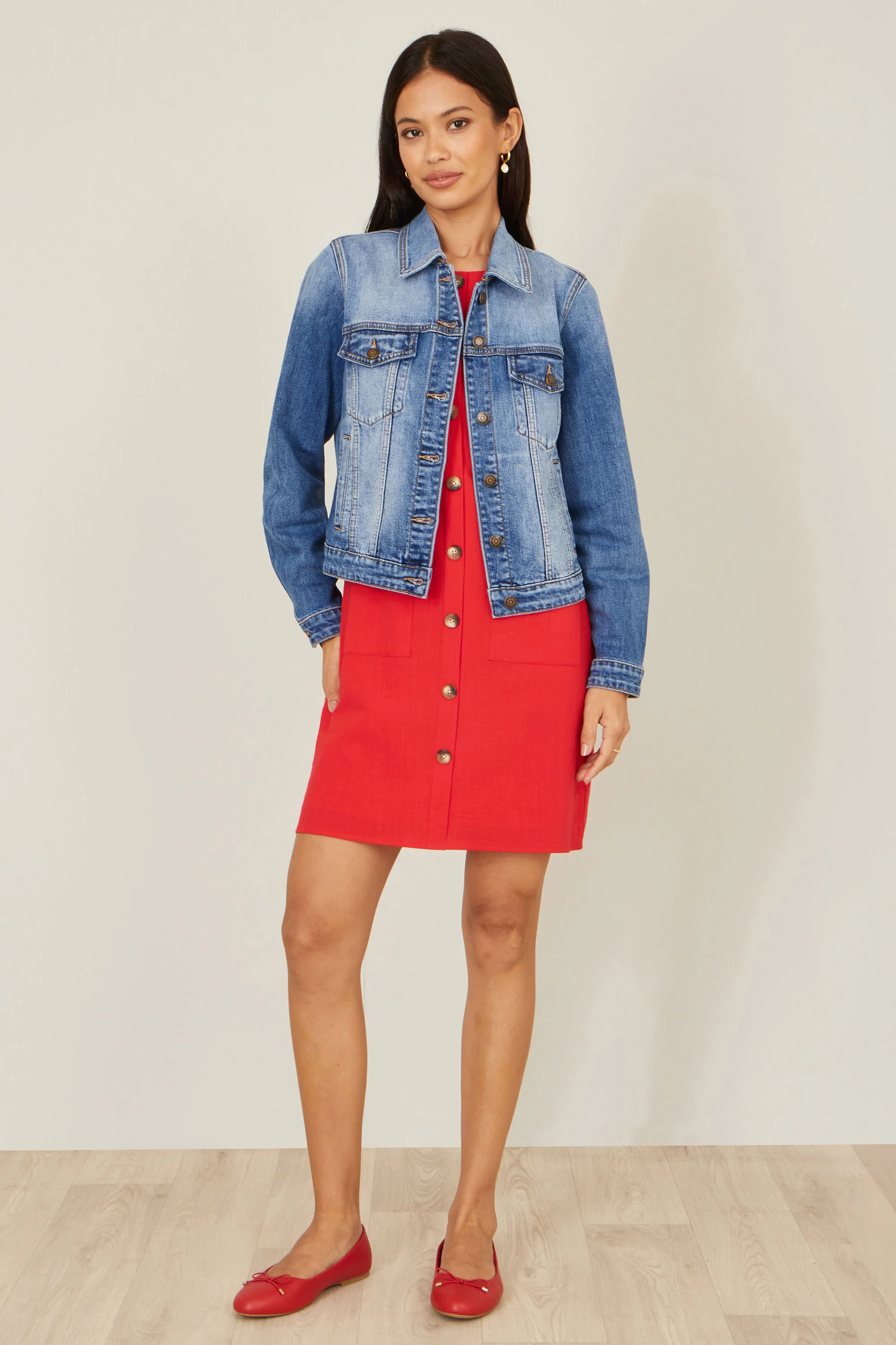 Yumi Blue Stretch Washed Denim Jacket - Image 2