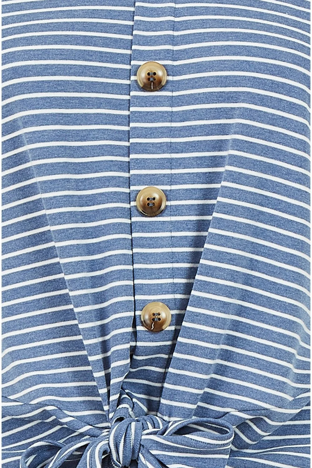 Yumi Blue Striped Jersey Button Detail Top - Image 6