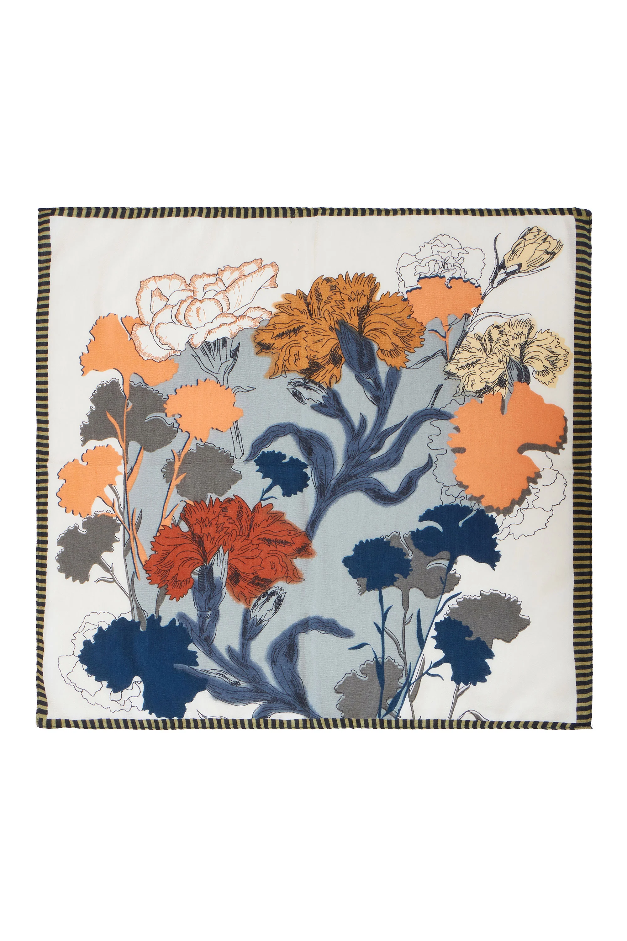 Yumi Blue Viscose Placement Floral Scarf - Image 3