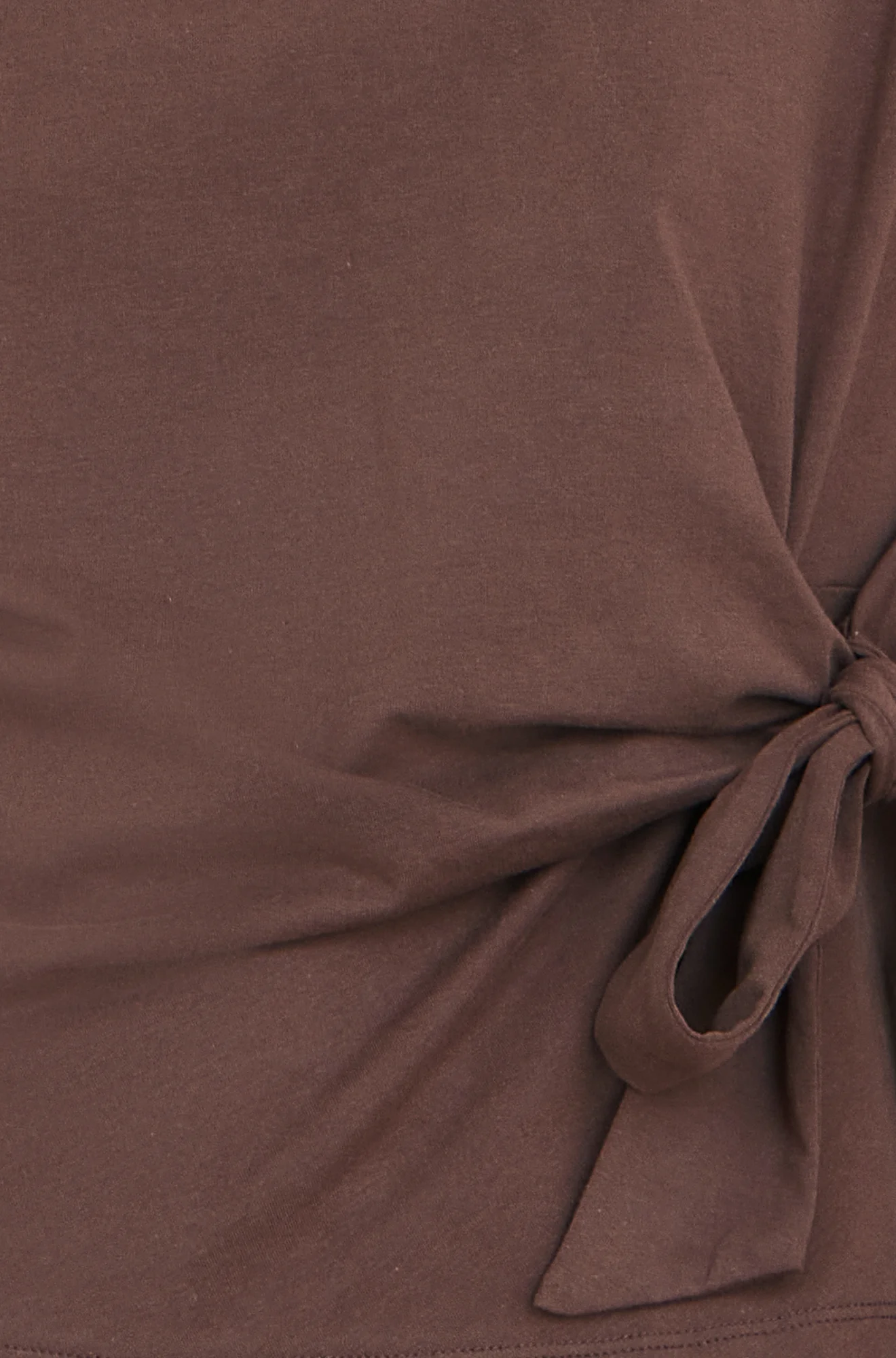 Yumi Brown Cotton Jersey Top With Knot Detail - Image 6