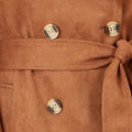 Yumi Brown Faux Suede Trench Coat - Image 7