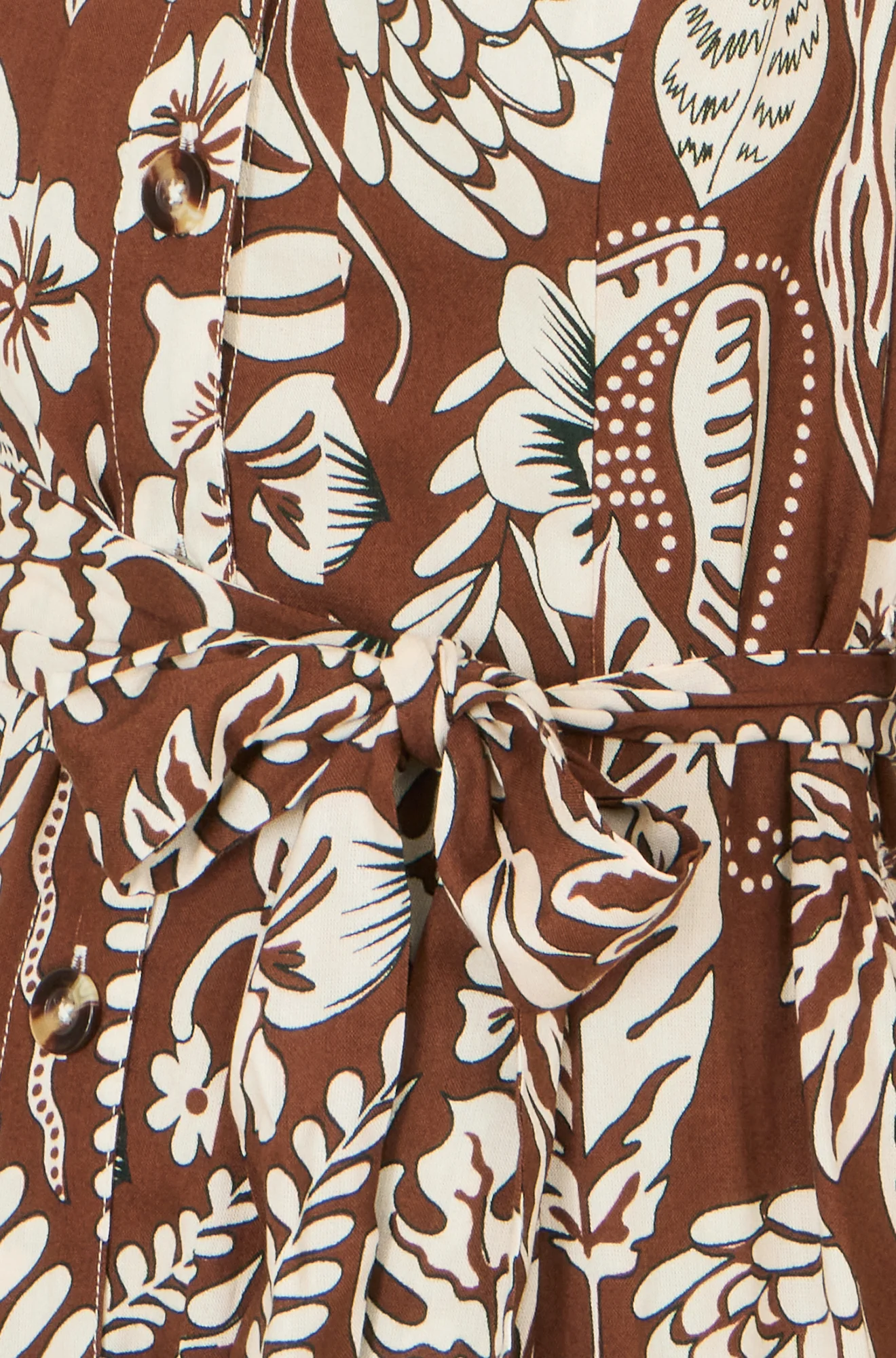 Yumi Brown Leaf Print Shirt Dress - Image 7