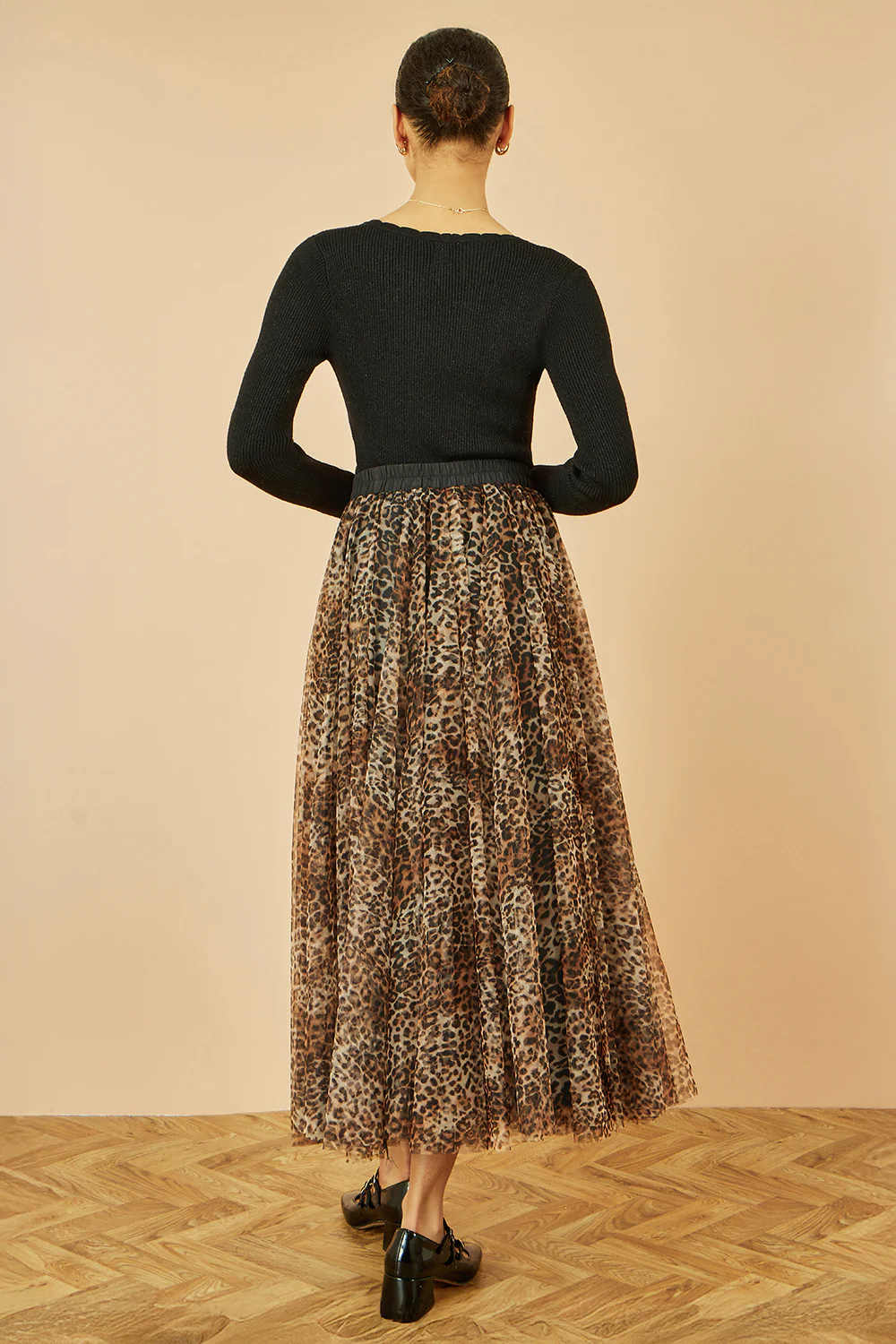 Yumi Brown Leopard Mesh Tulle Skirt - Image 5