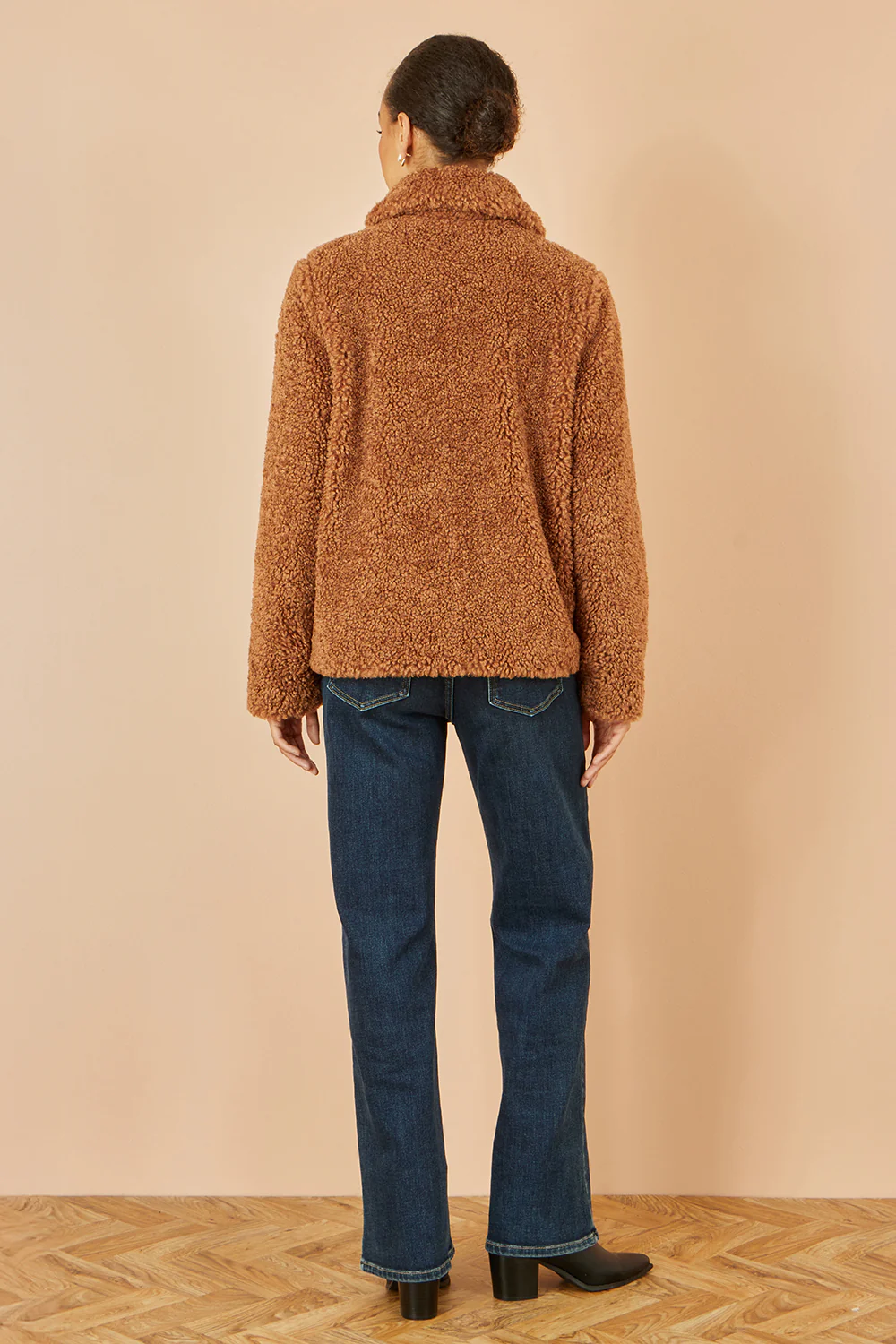 Yumi Brown Short Teddy Bear Jacket - Image 4