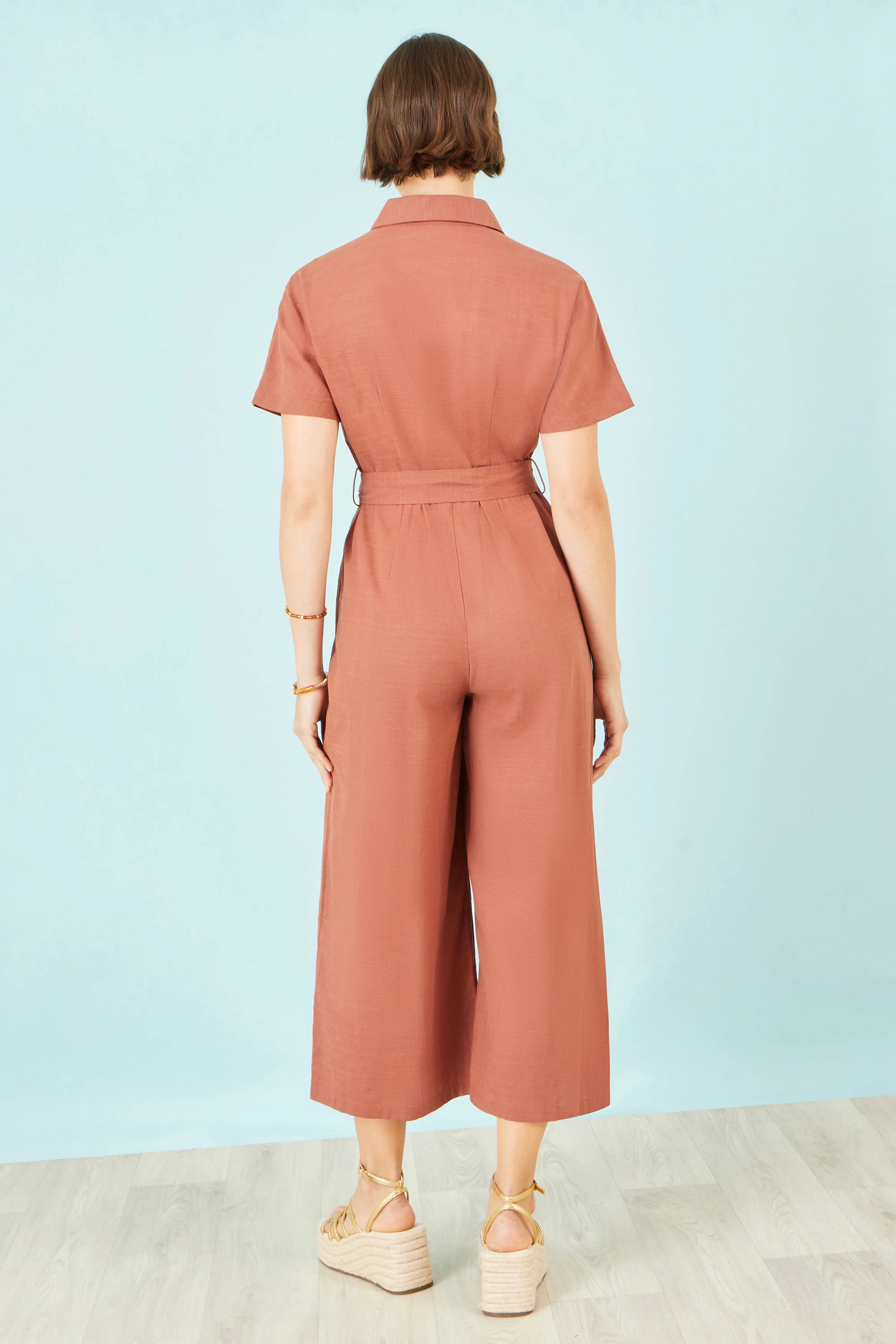 Yumi Brown Utility Relaxed Jumpsuit - Image 3