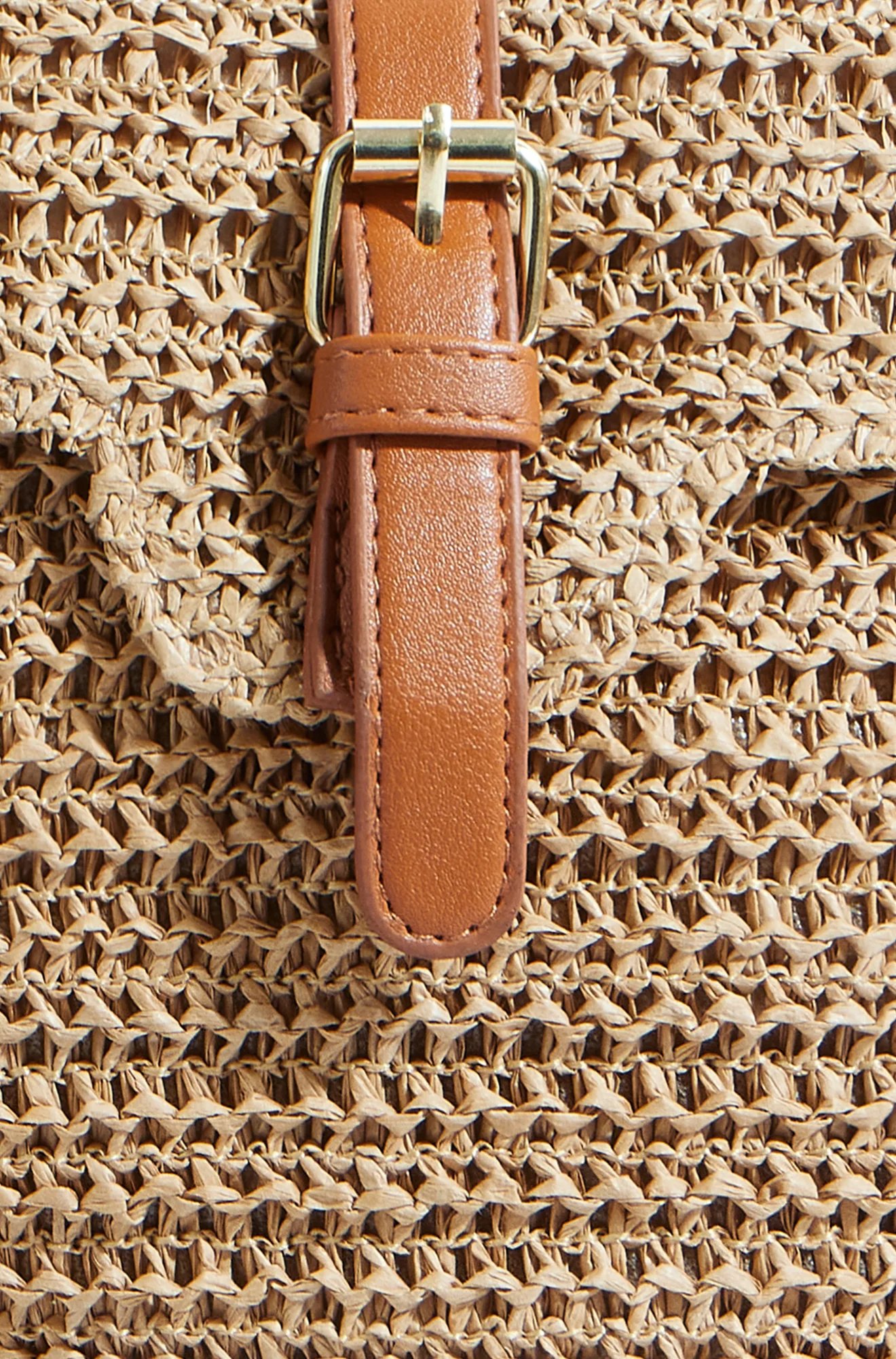 Yumi Brown Woven Rattan Handbag With Buckle - Image 8