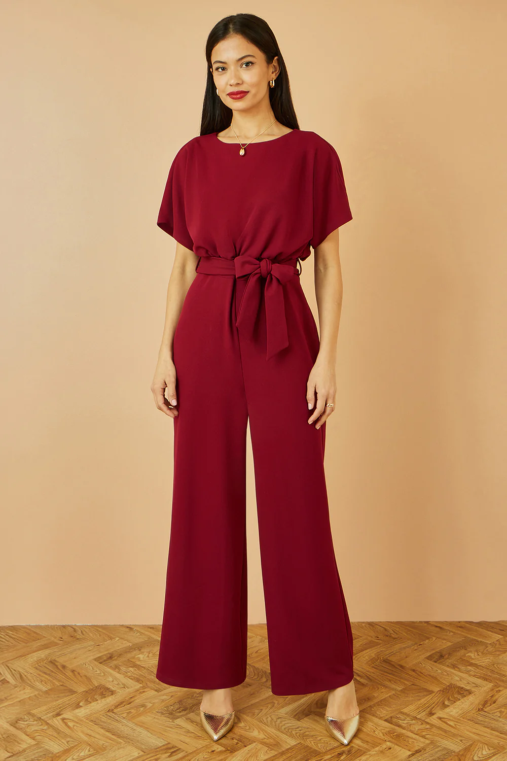 Yumi Burgundy Batwing Stretch Jumpsuit - Image 5