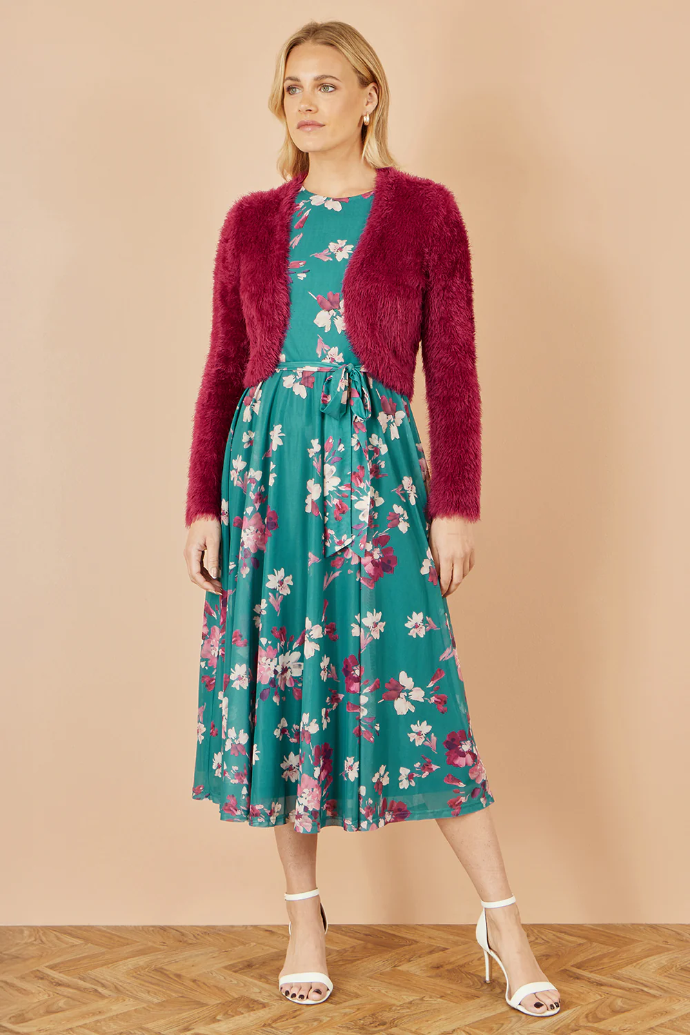 Yumi Burgundy Eyelash Knit Bolero - Image 3
