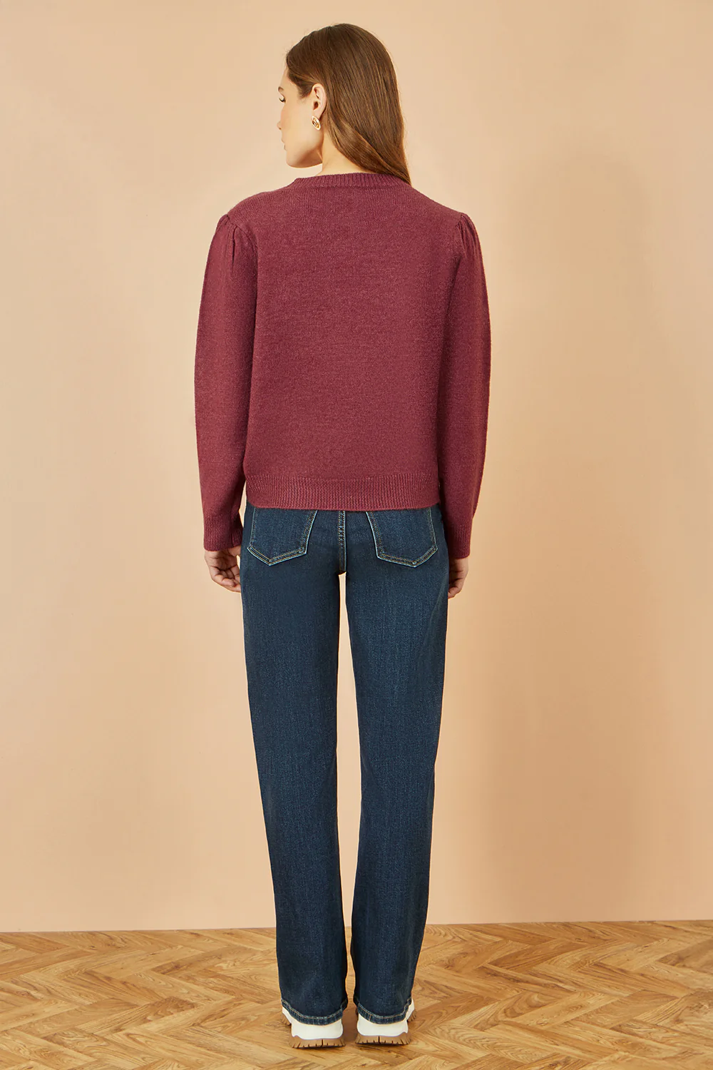 Yumi Burgundy Knitted Jumper With Crochet Flowers - Image 4