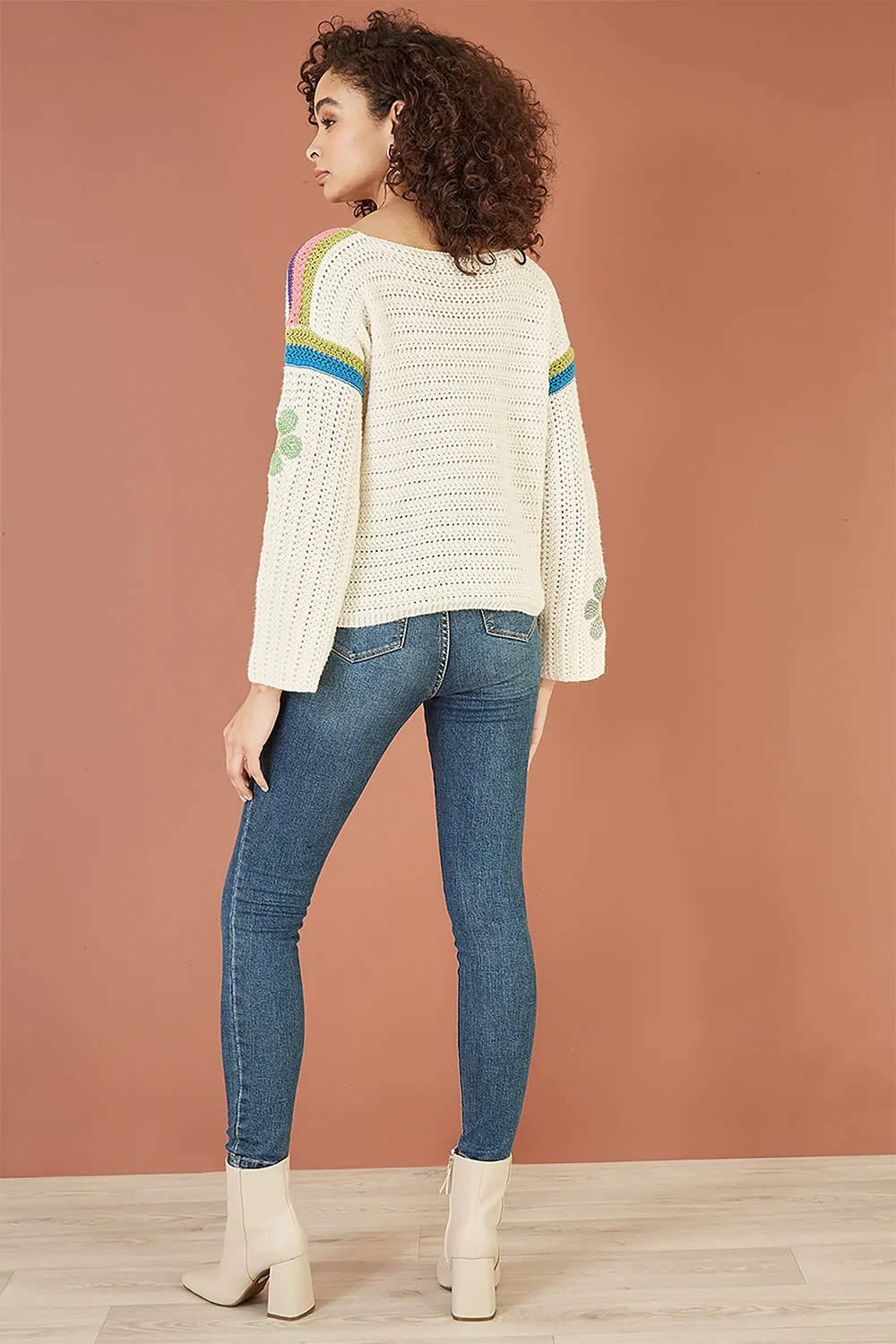 Yumi Cream Crochet Flower Jumper - Image 4