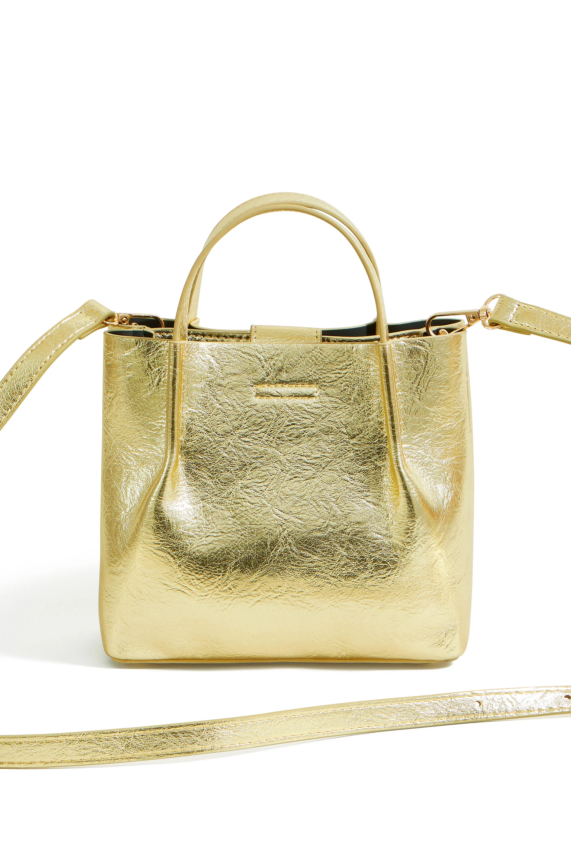 Yumi Gold Metallic Small Tote Bag - Image 5